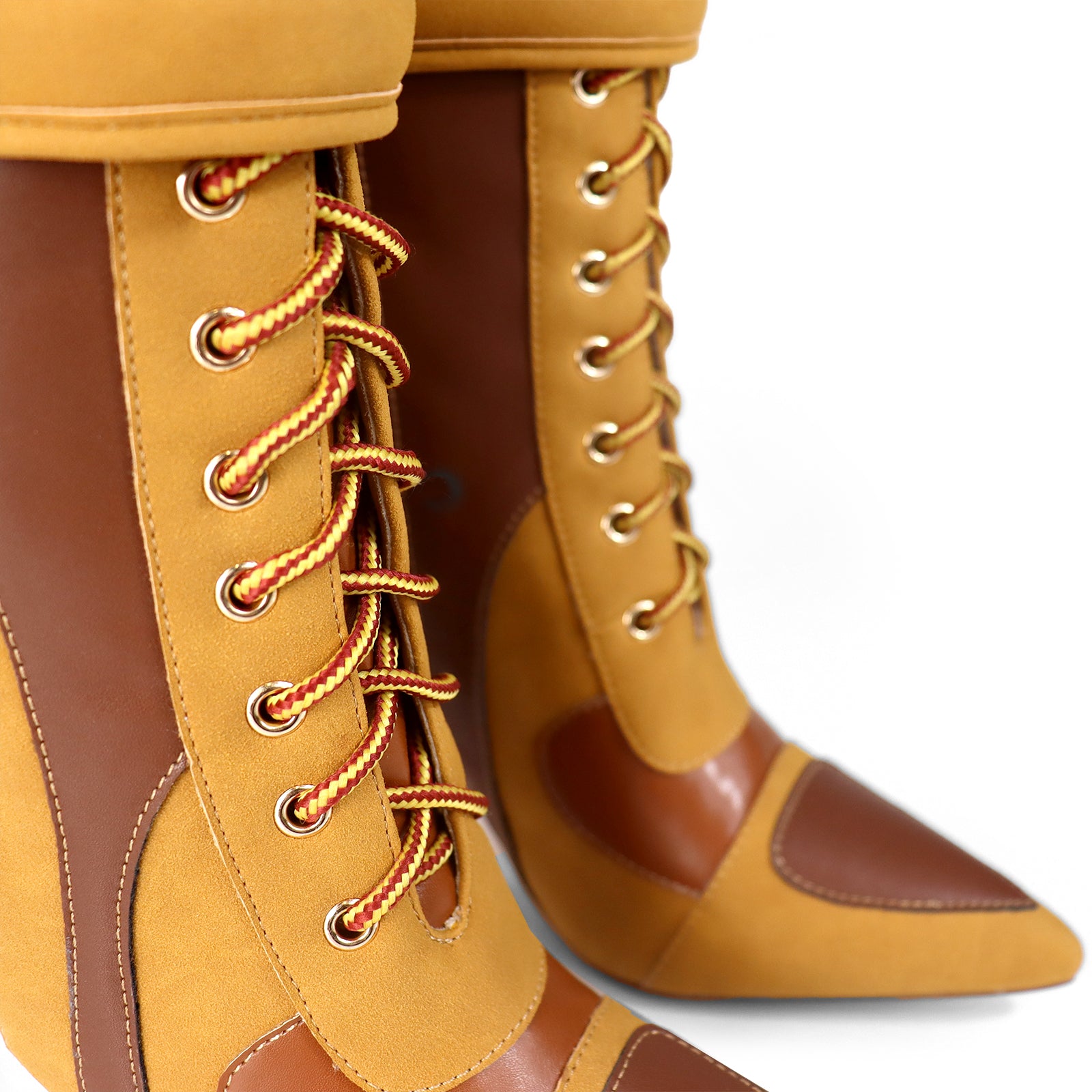 TESS-1 POINTED TOE MOTORSPORT ANKLE HIGH W/STILETTO CAMEL