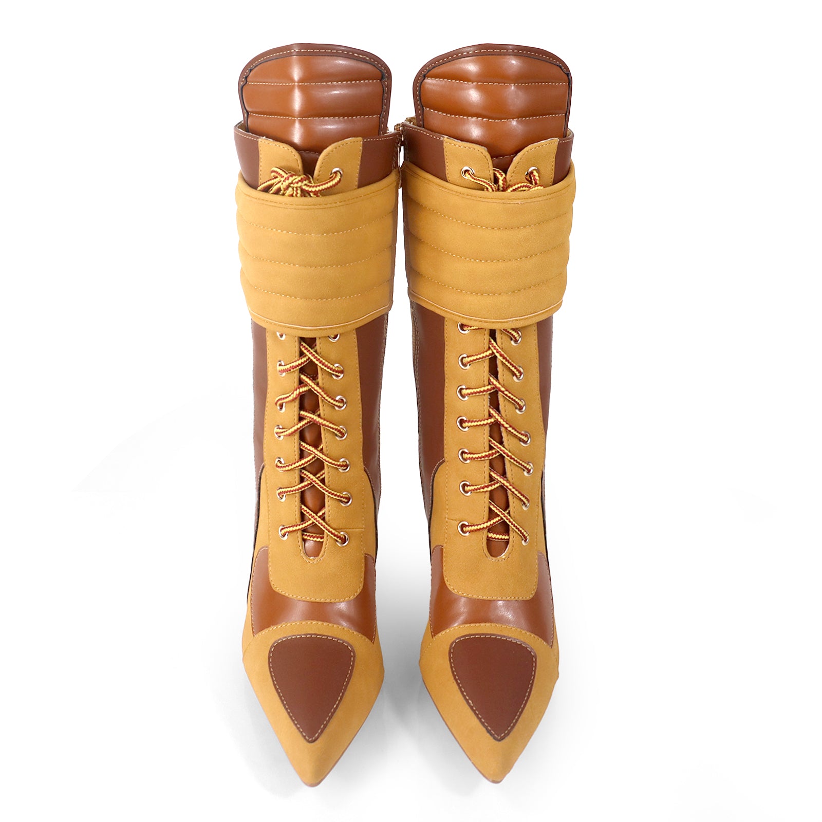TESS-1 POINTED TOE MOTORSPORT ANKLE HIGH W/STILETTO CAMEL
