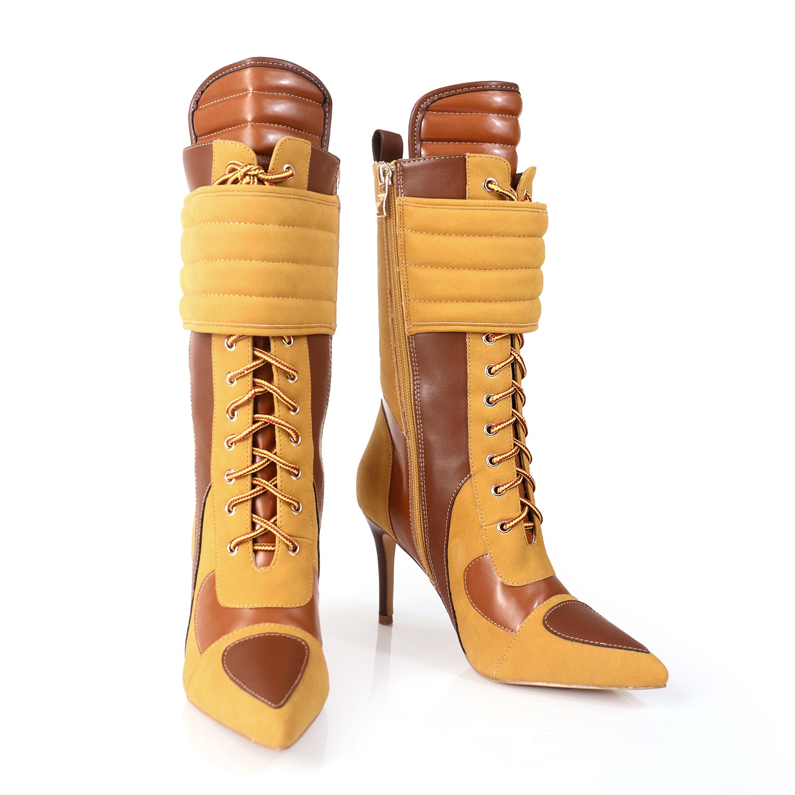 TESS-1 POINTED TOE MOTORSPORT ANKLE HIGH W/STILETTO CAMEL