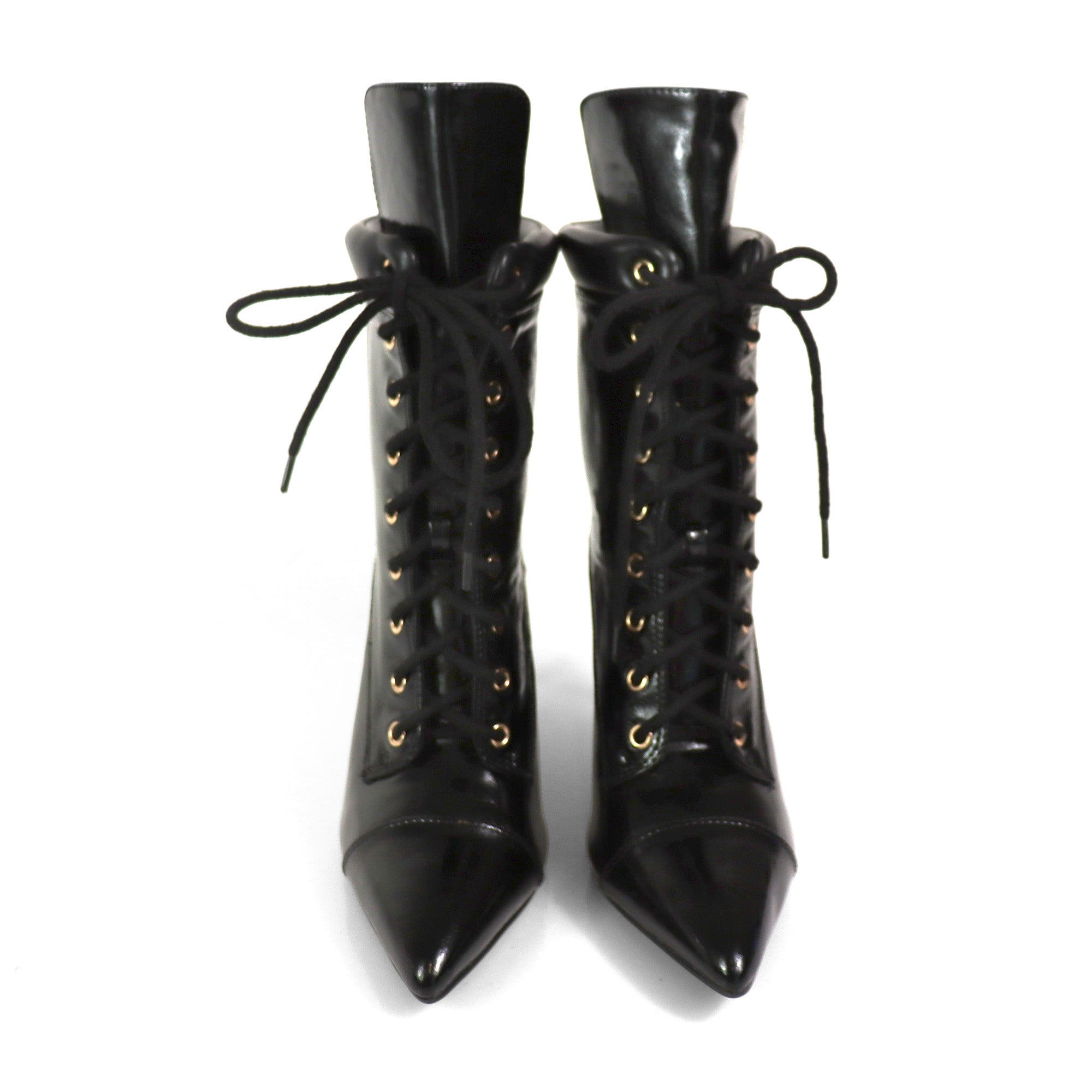 TESS-2 POINTED TOE  ANKLE HIGH W/STILETTO HEEL BLACK