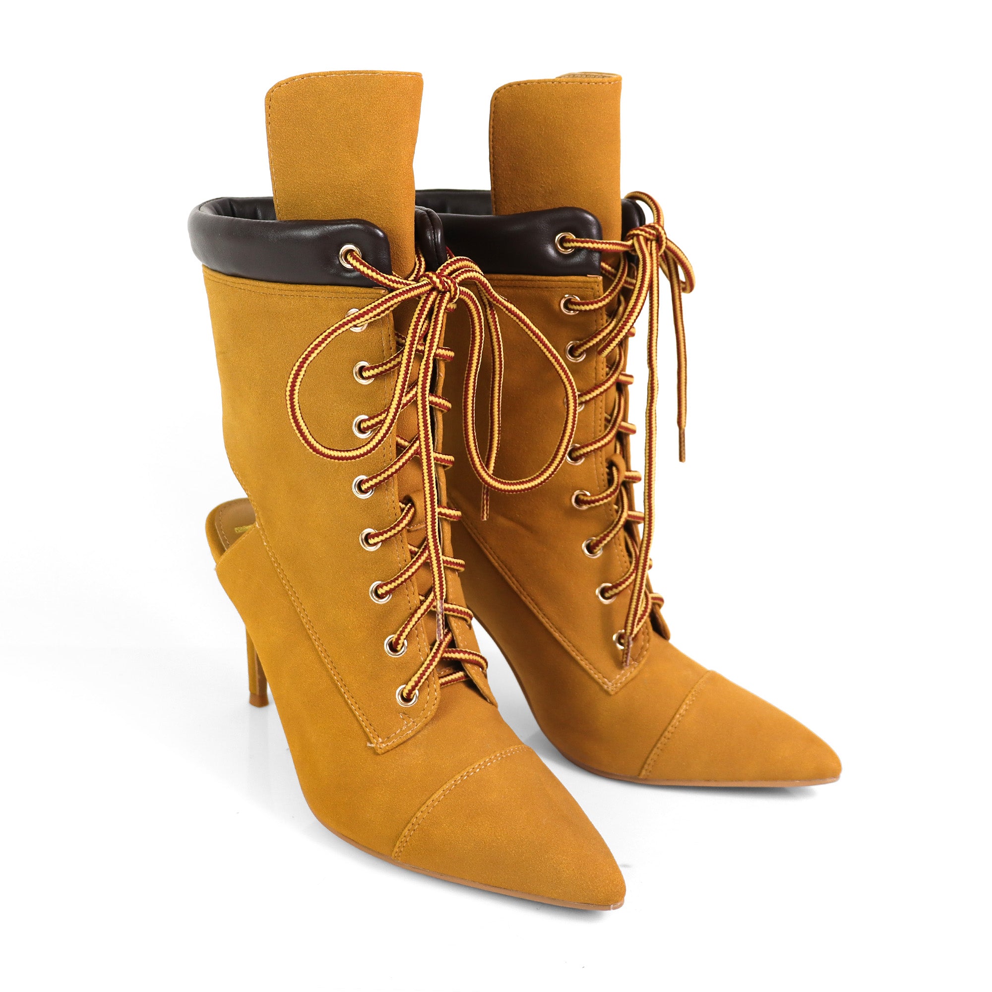 TESS-2 POINTED TOE  ANKLE HIGH W/STILETTO HEEL CAMEL