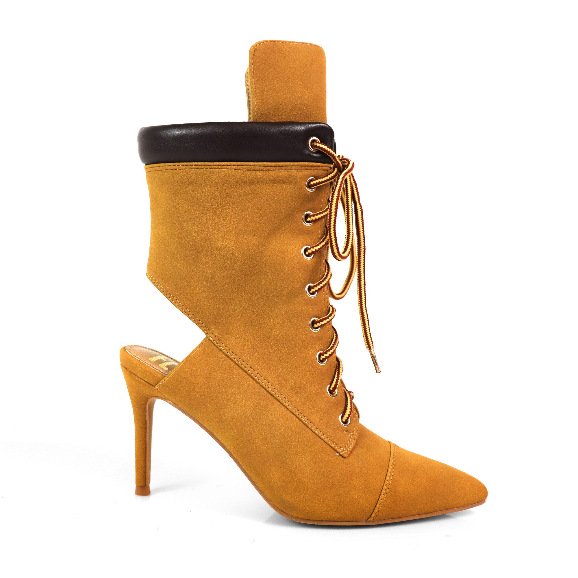 TESS-2 POINTED TOE  ANKLE HIGH W/STILETTO HEEL CAMEL