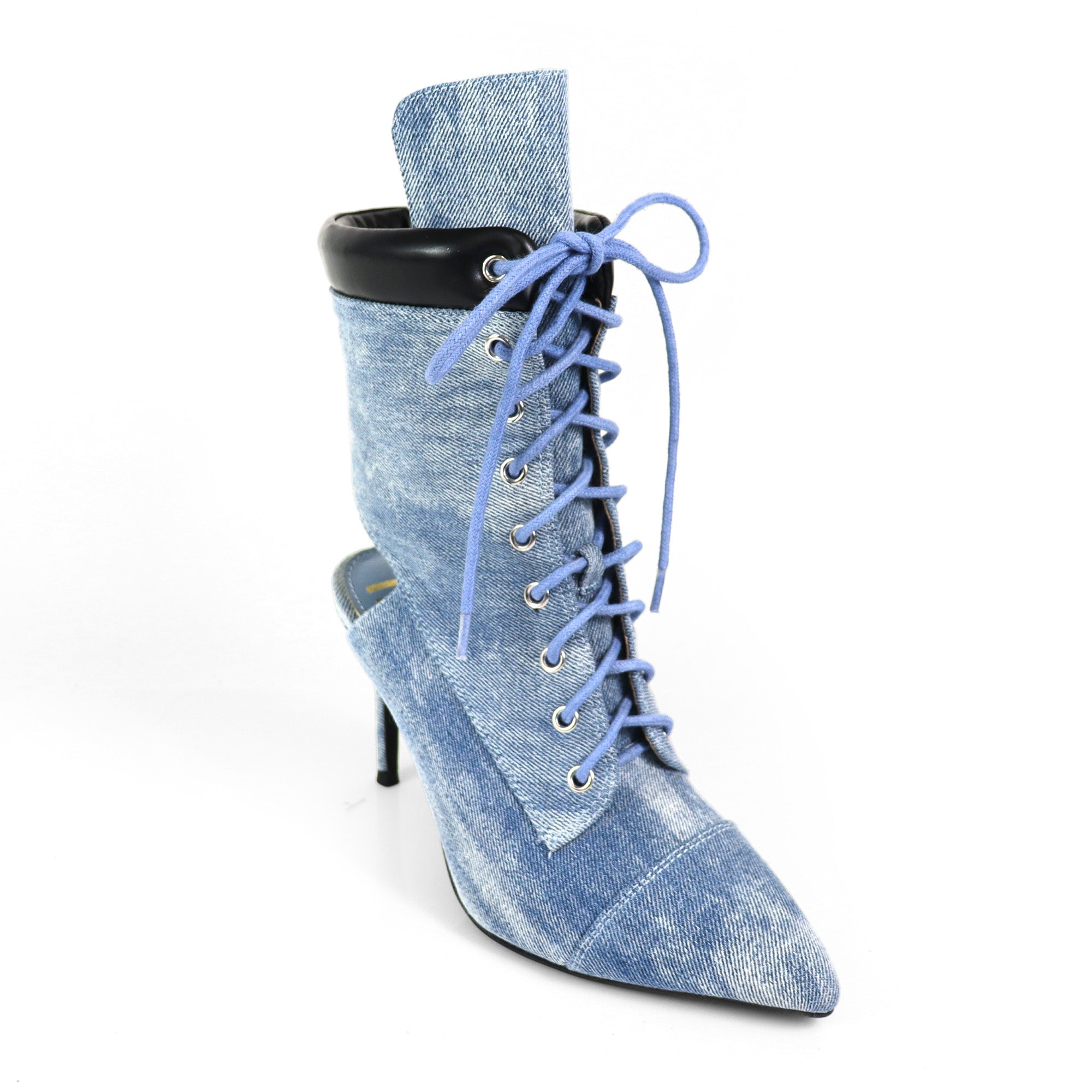 TESS-2 POINTED TOE  ANKLE HIGH W/STILETTO HEEL DENIM