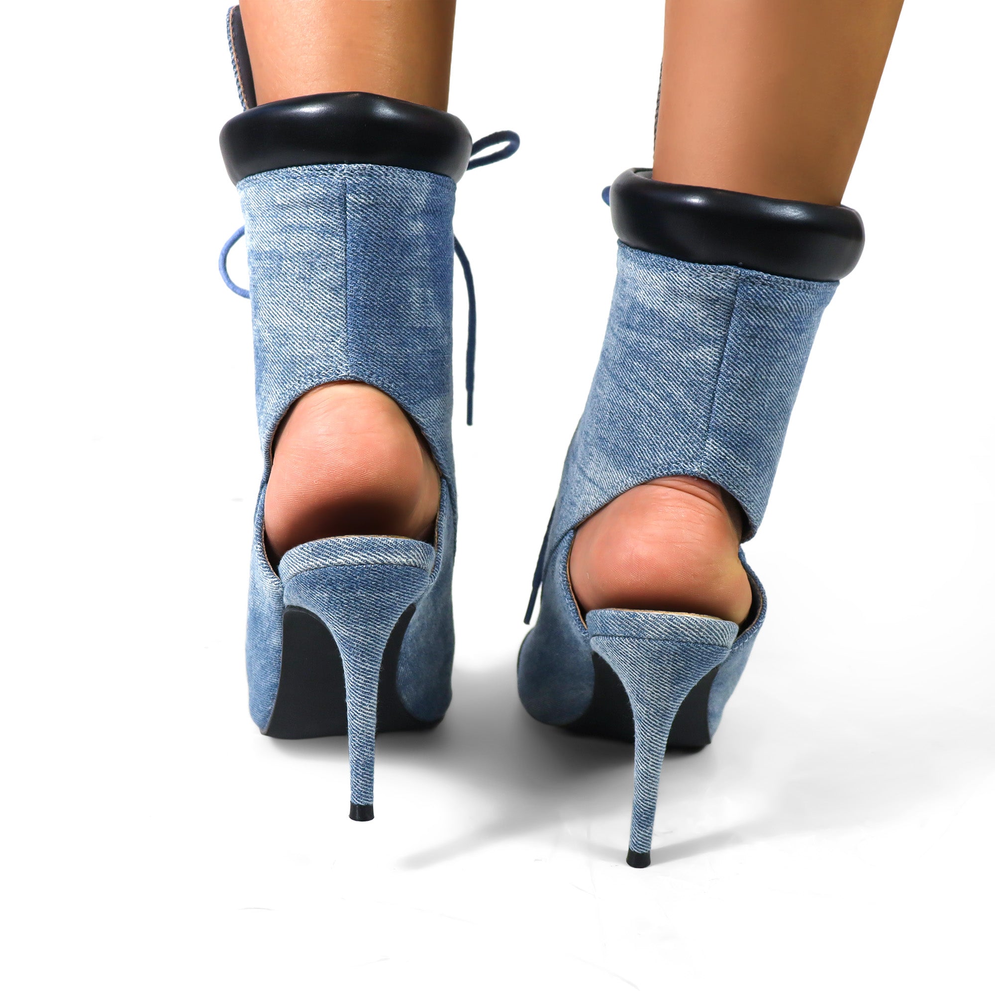 TESS-2 POINTED TOE  ANKLE HIGH W/STILETTO HEEL DENIM