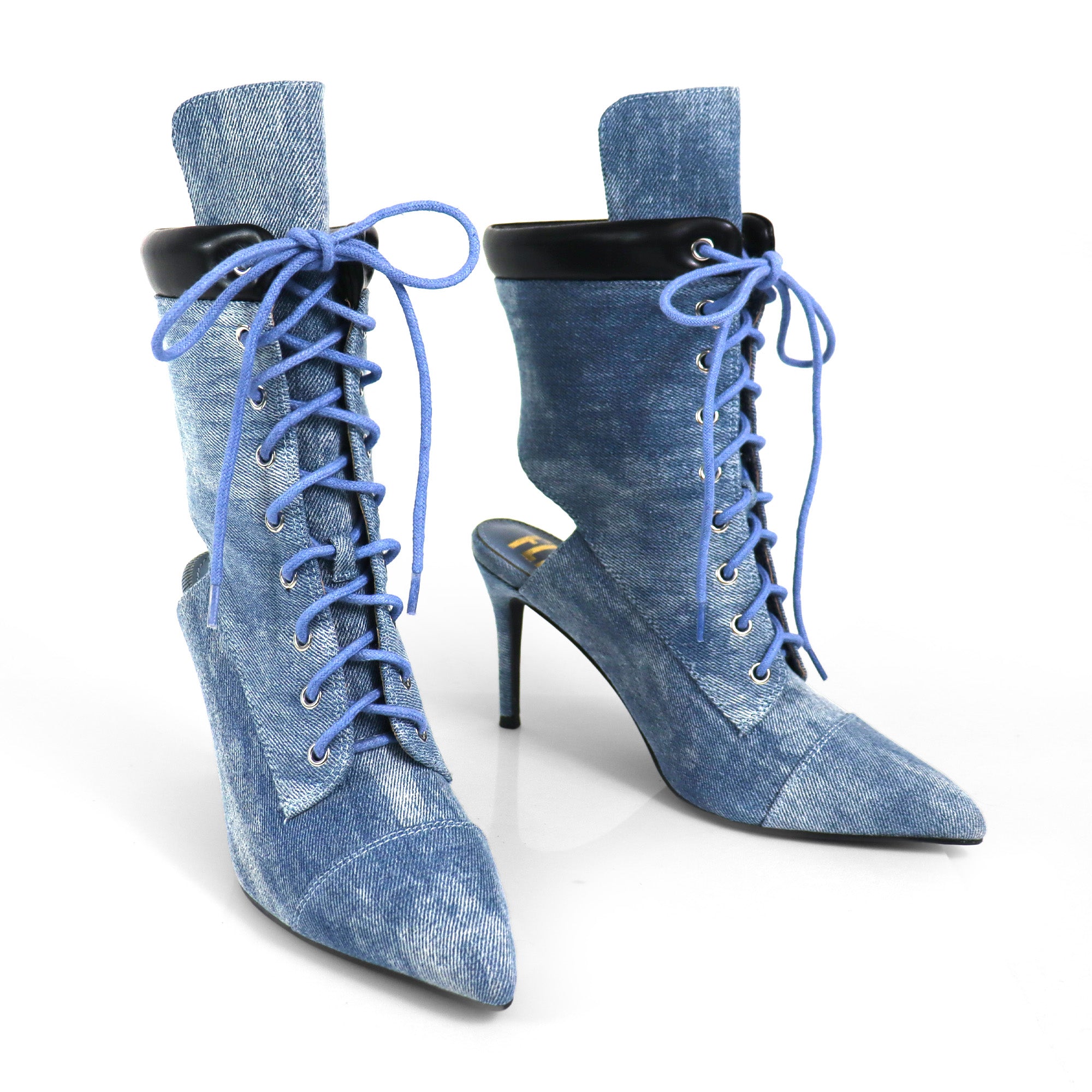 TESS-2 POINTED TOE  ANKLE HIGH W/STILETTO HEEL DENIM