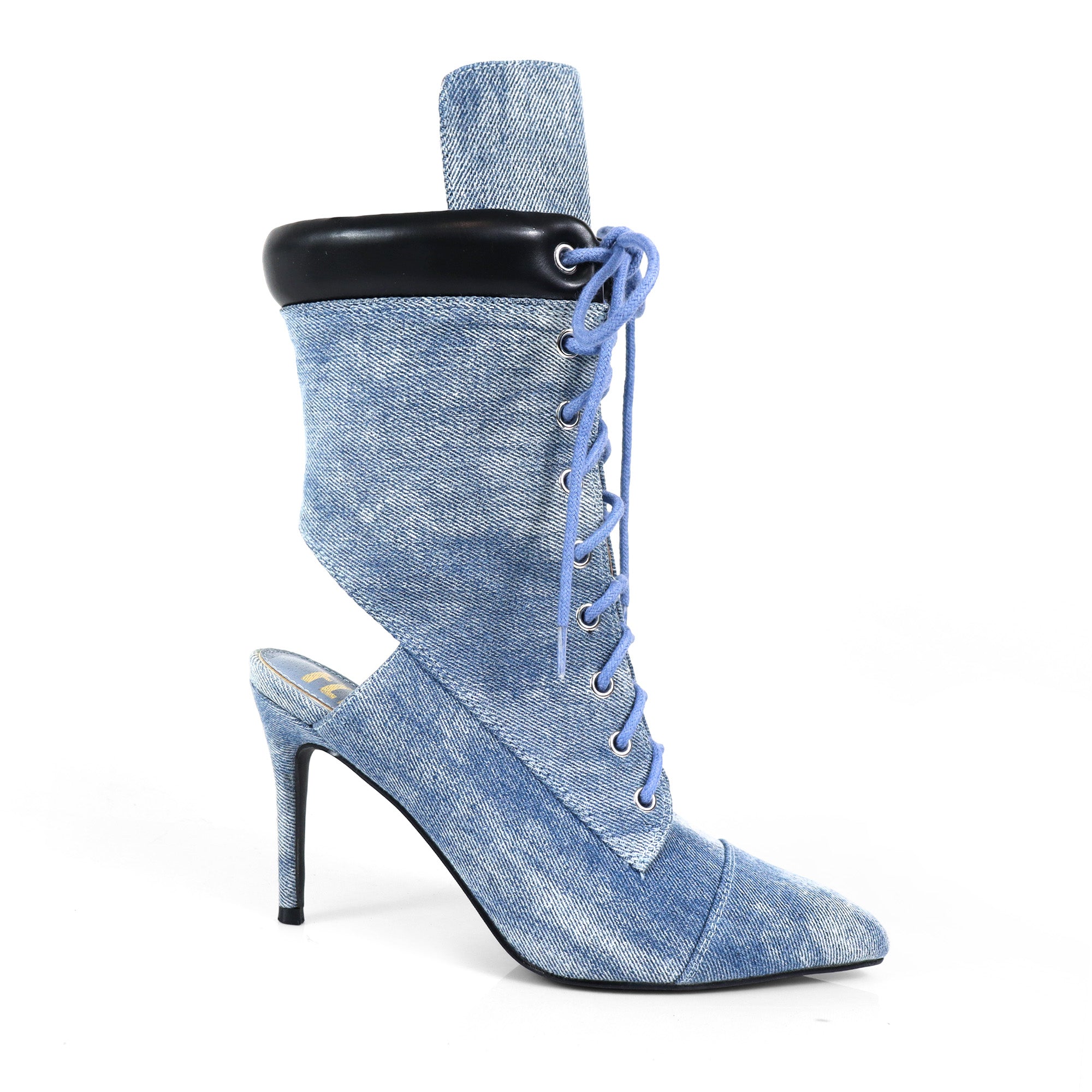 TESS-2 POINTED TOE  ANKLE HIGH W/STILETTO HEEL DENIM