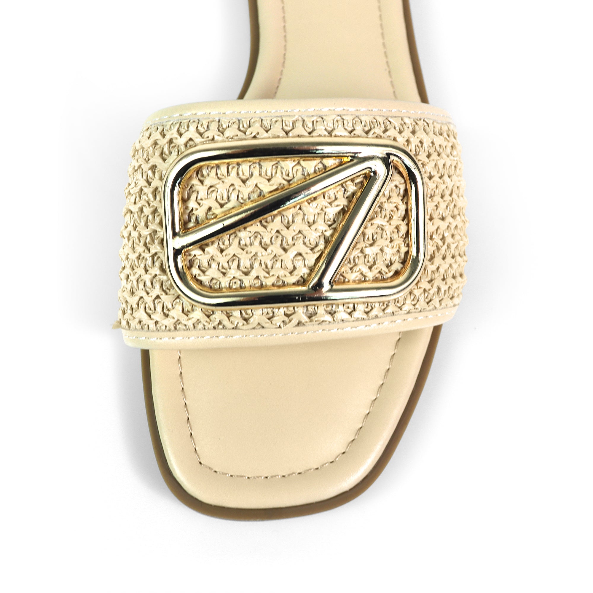 TIANA-2 RAFFIA BUCKLE SILDE NATURAL
