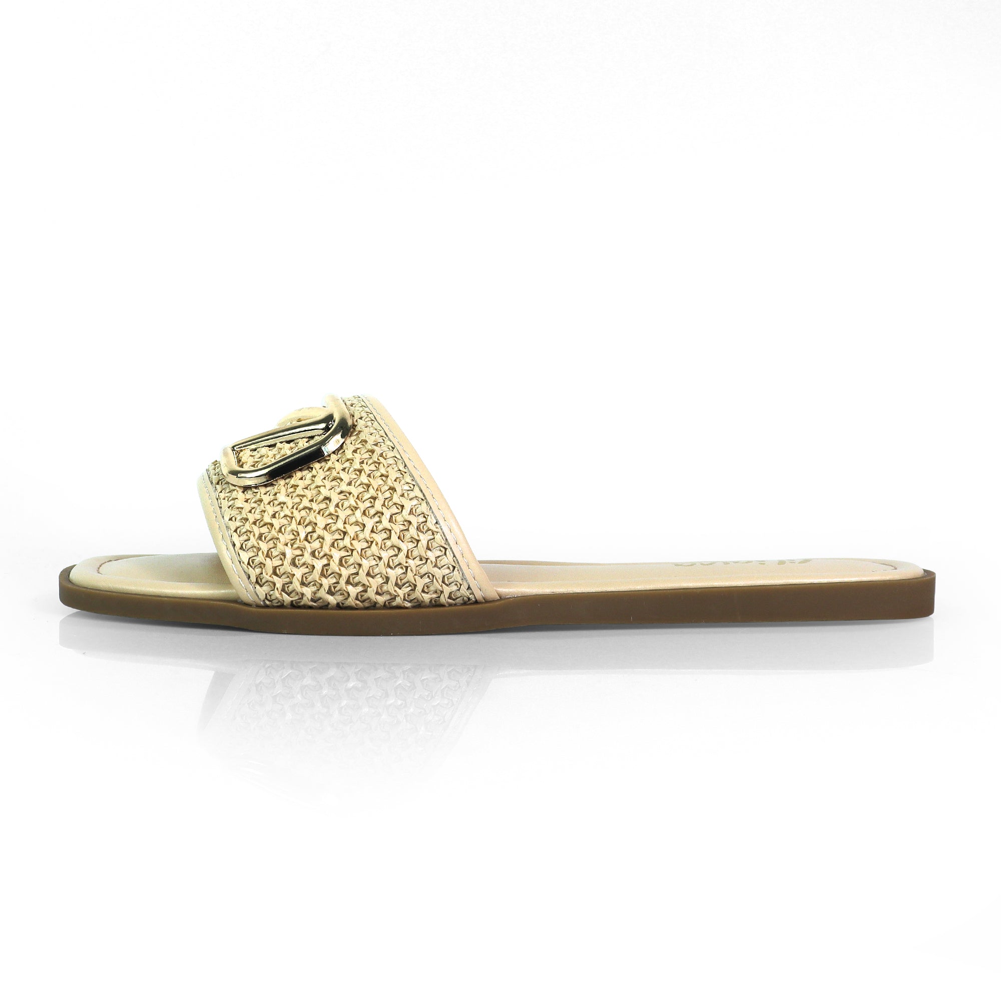 TIANA-2 RAFFIA BUCKLE SILDE NATURAL