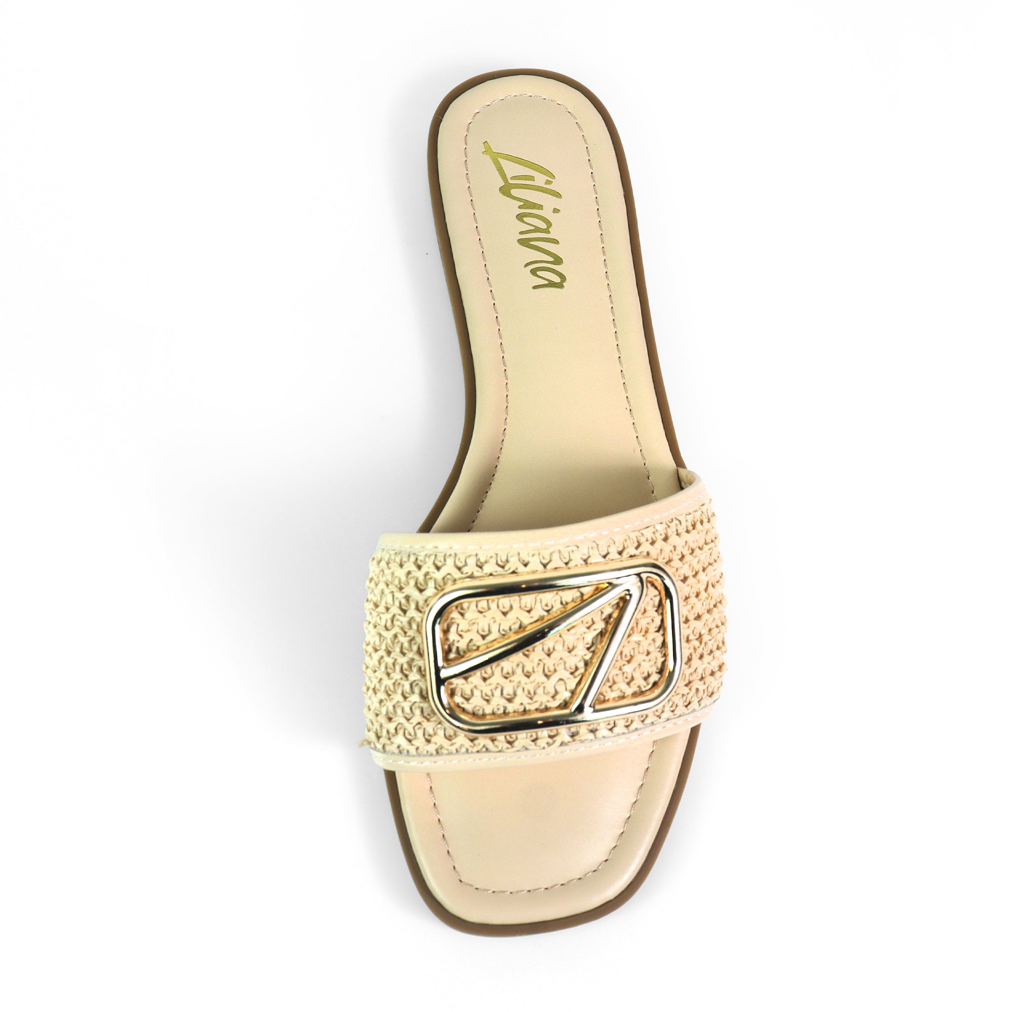 TIANA-2 RAFFIA BUCKLE SILDE NATURAL