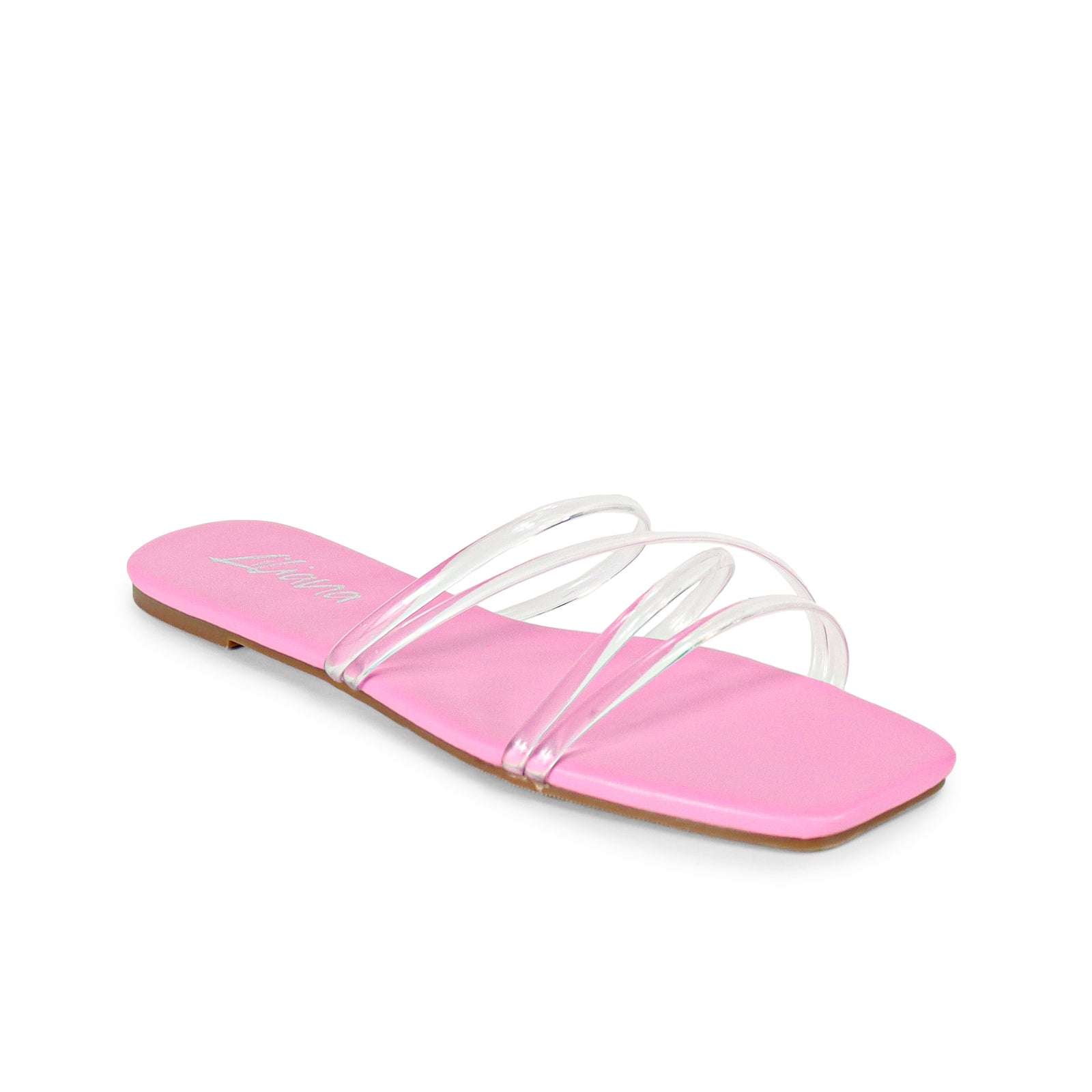 TINA-1 OPEN TOE CROSS STRAPCLEAR STRAP SLIDE-PINK