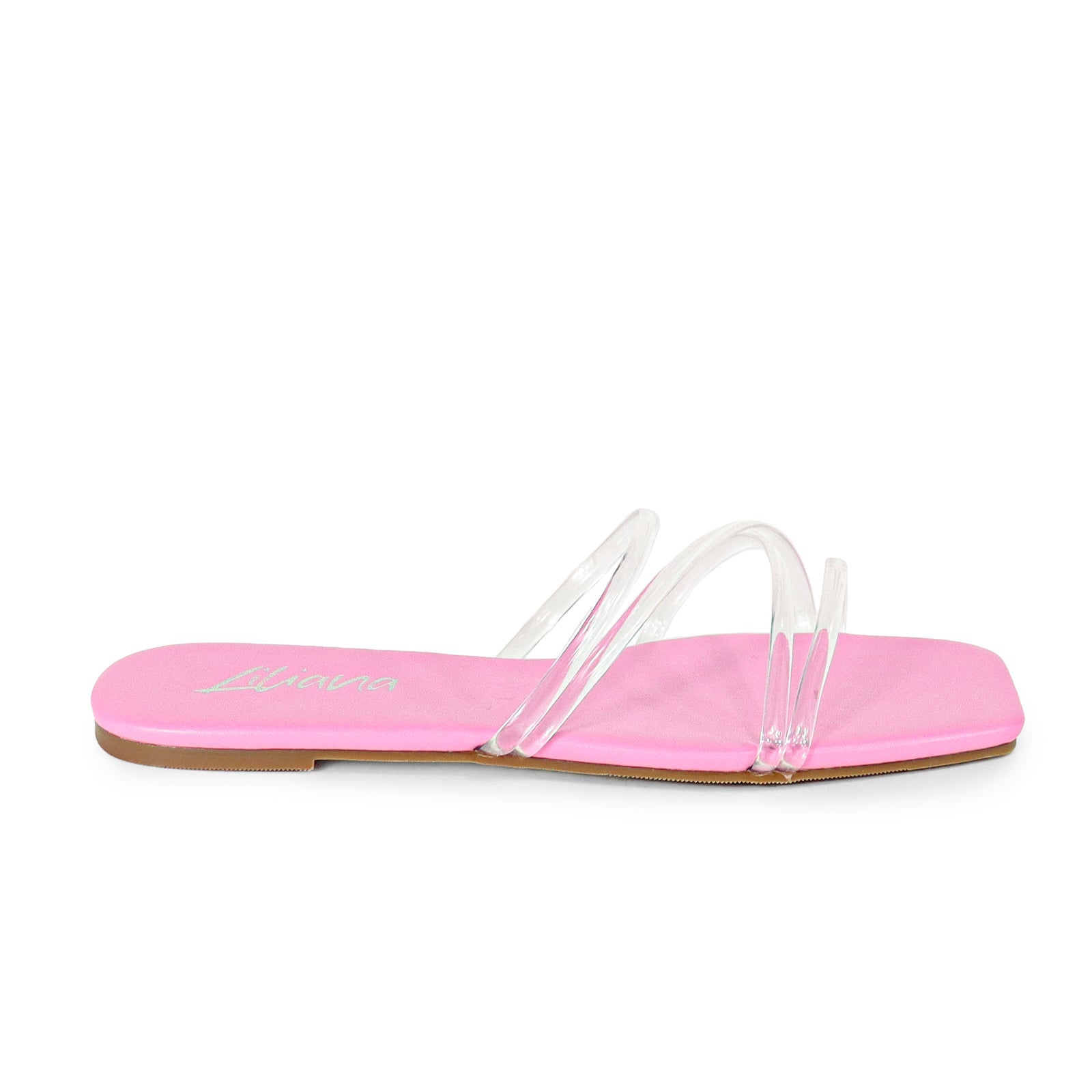 TINA-1 OPEN TOE CROSS STRAPCLEAR STRAP SLIDE-PINK