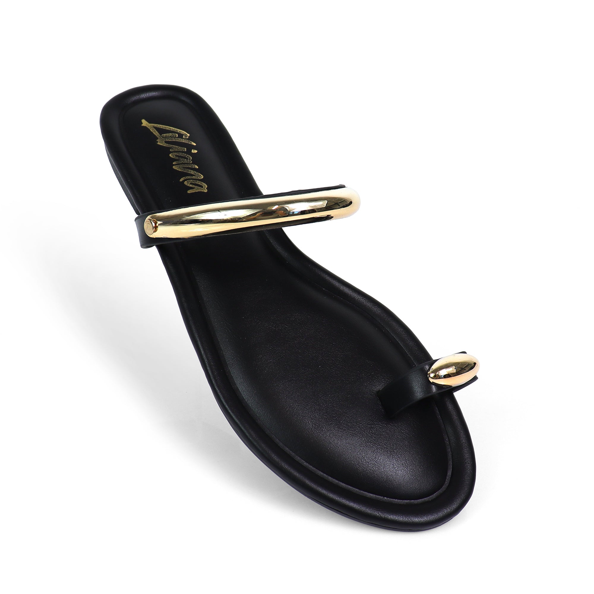 TIRAS-1 WINK TOE RING SILDE FLAT BLACK
