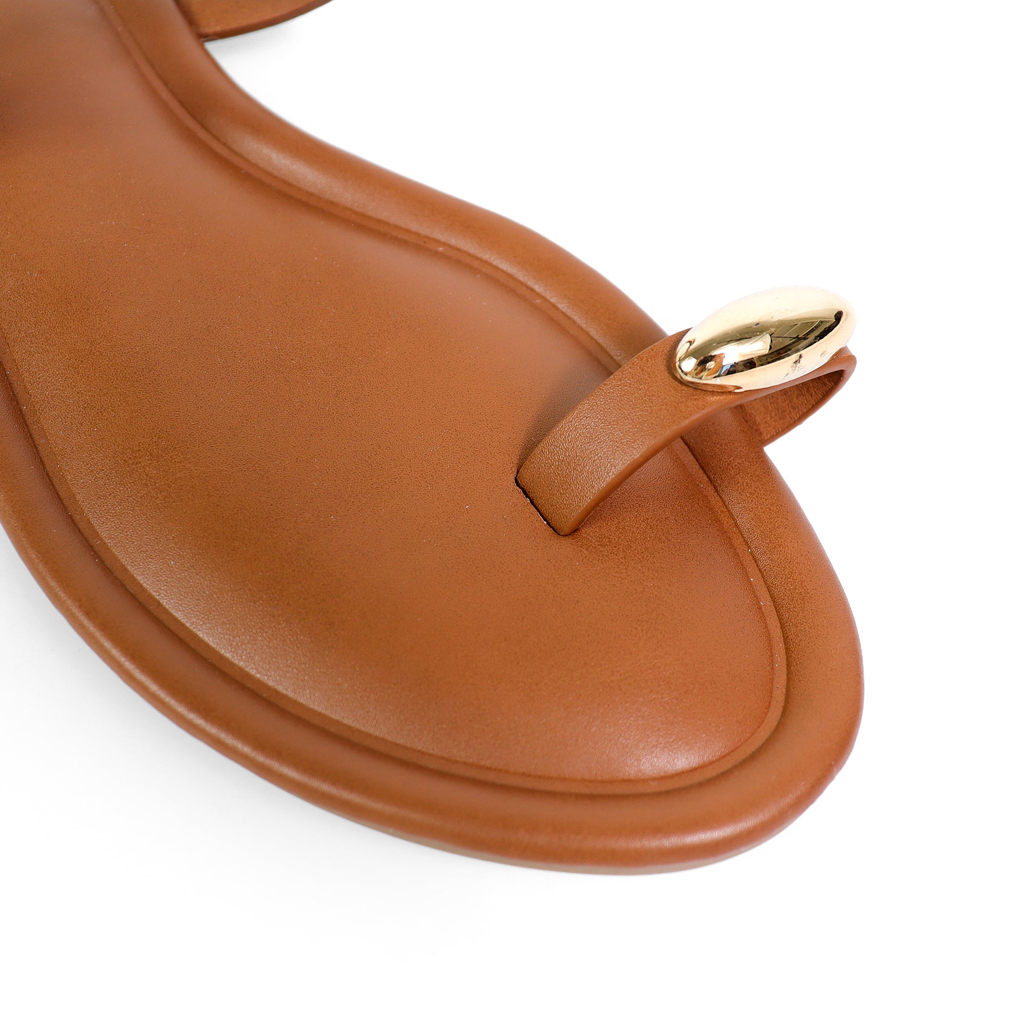TIRAS-1 WINK TOE RING SILDE FLAT TAN