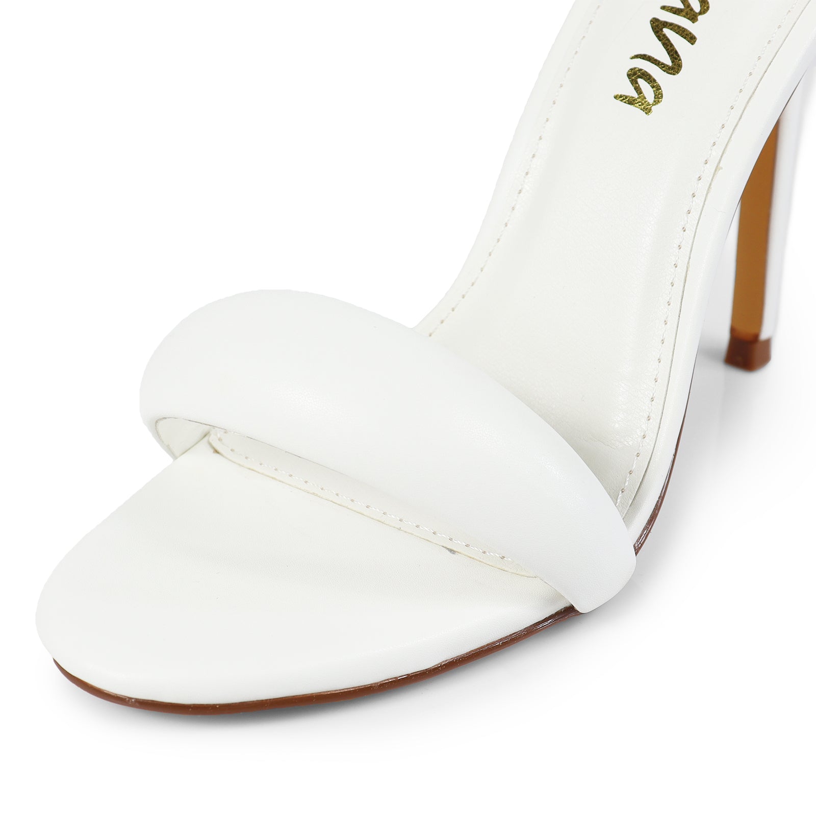 TISHA-112 PUFFY ANKLE-CUFF HIGH HEEL SANDALS - WHITE