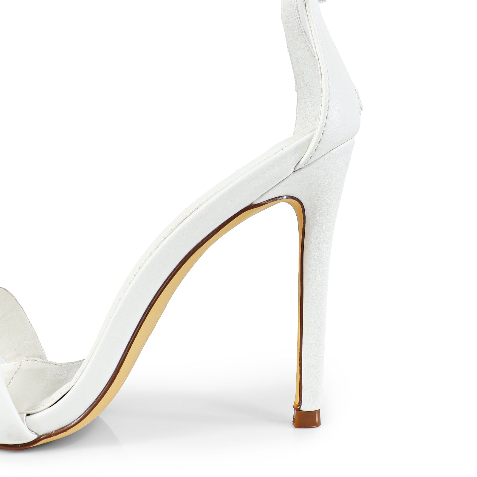 TISHA-112 PUFFY ANKLE-CUFF HIGH HEEL SANDALS - WHITE