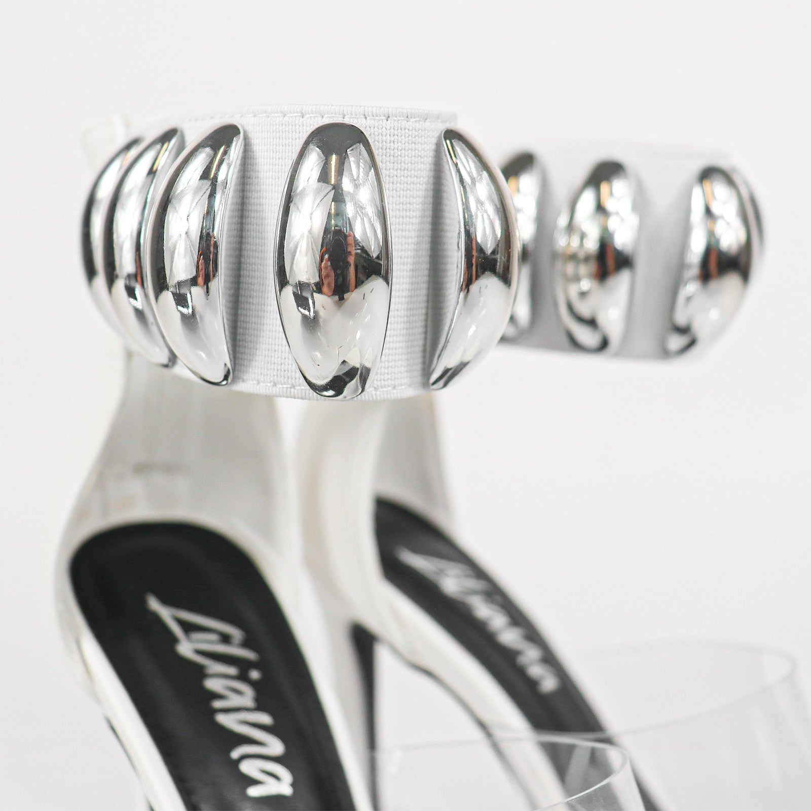 TISHA-131 PEEP TOE ANKLE STRAP HEELS/ SINGLE SOLE HIGH HEEL WHITE