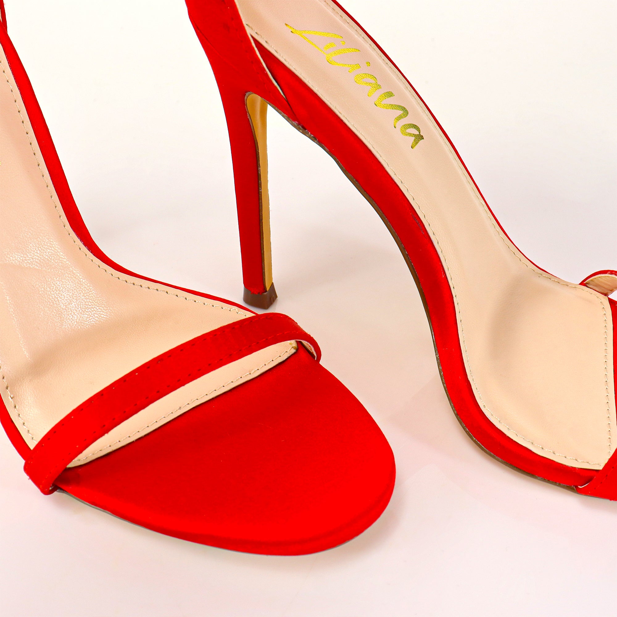 TISHA-132 ROUND TOE MESH BOW SANDAL STRAP HEEL W/ SINGLE SOLE RED