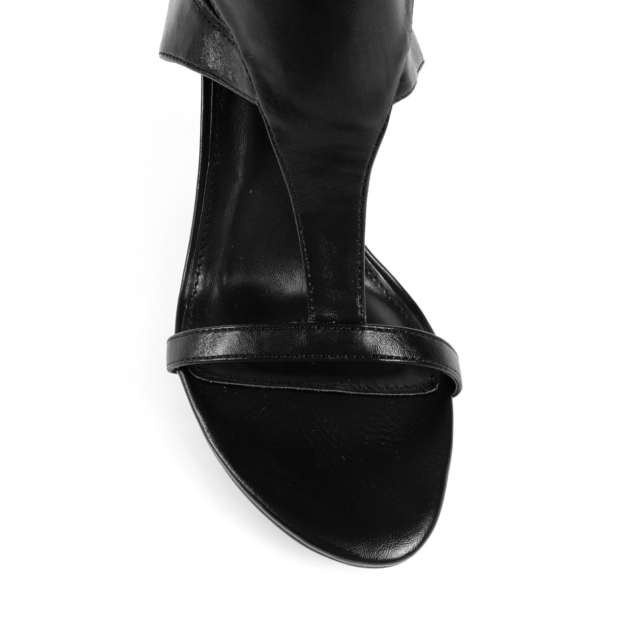 TISHA-148 ANKLE-HIGH OPEN TOE HEEL BLACK