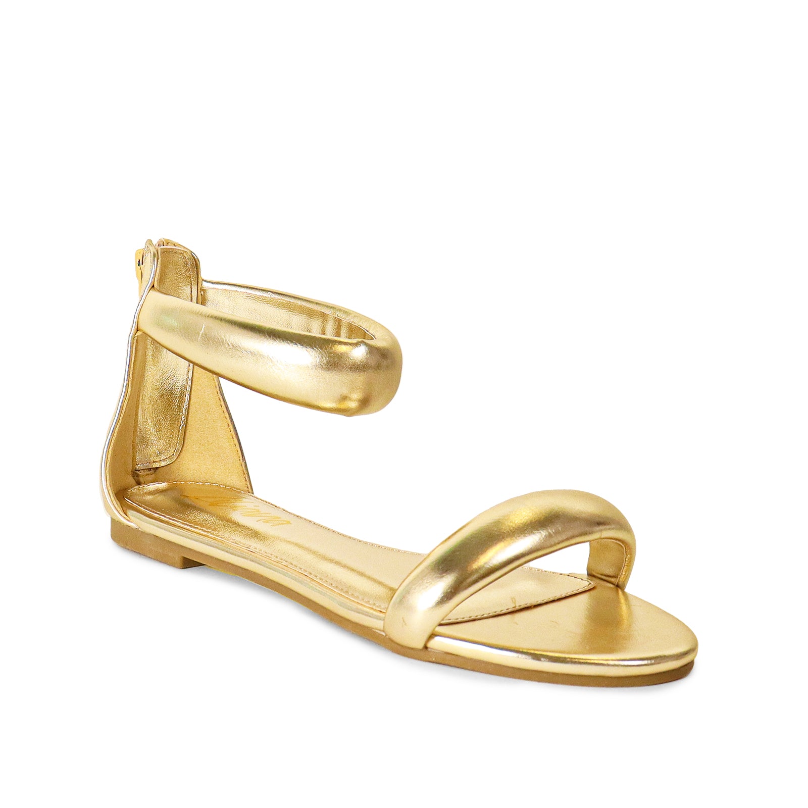 TIZZY-1 OPEN TOE PUFFY ANKLE-CUFF WITH SANDAL-GOLD