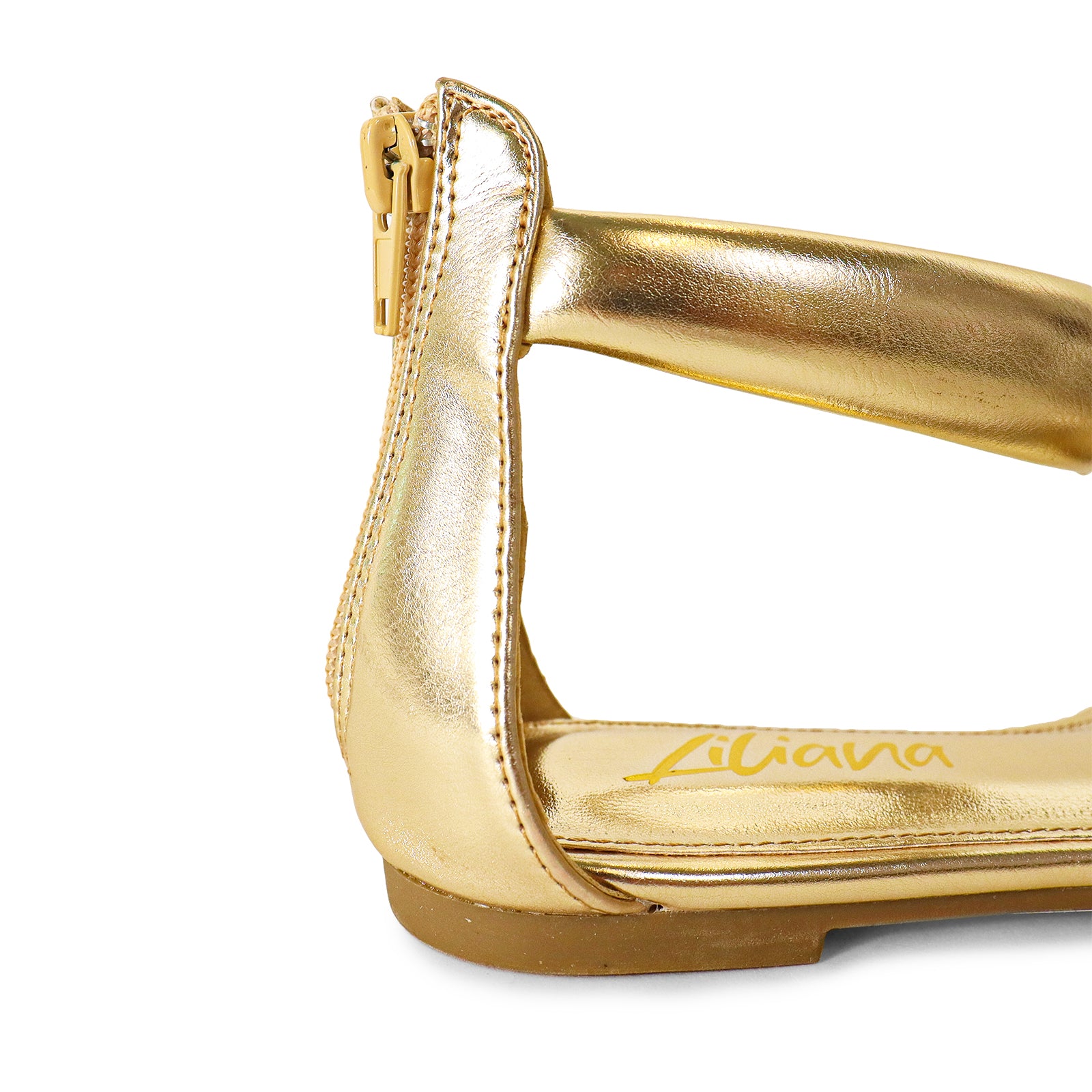 TIZZY-1 OPEN TOE PUFFY ANKLE-CUFF WITH SANDAL-GOLD