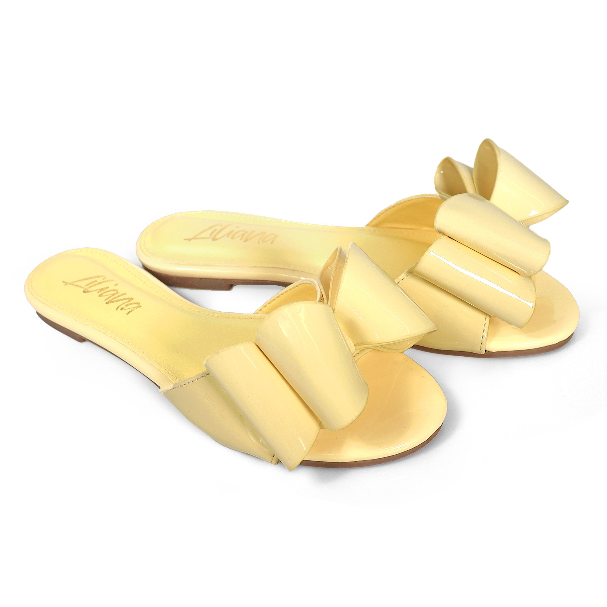 TIZZY-5A OPEN TOE DOUBLE BOW SLIDE BUTTER