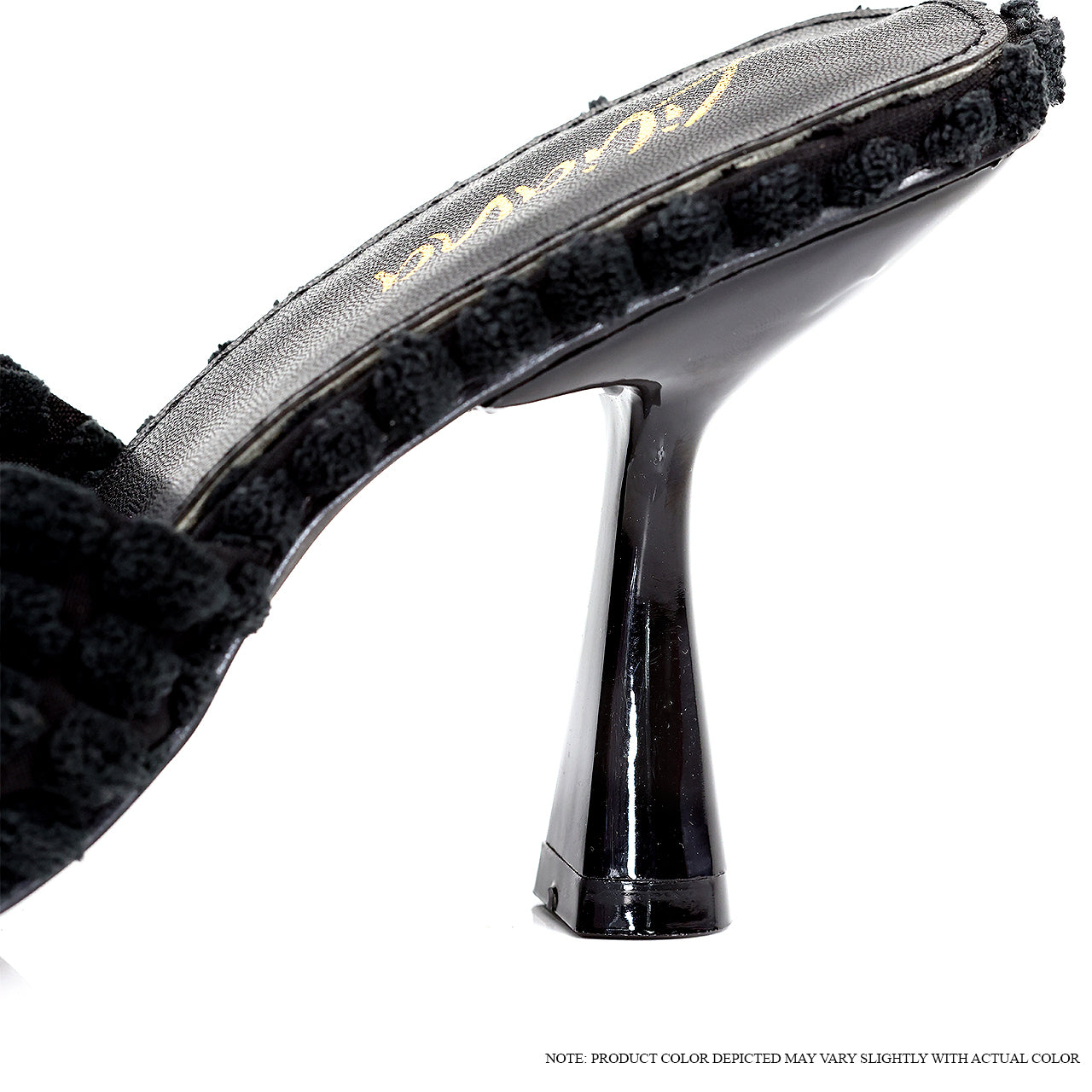 TONKA-1 SQUARED TOE TOWEL KNOT MULE WITH MID HEEL-BLACK