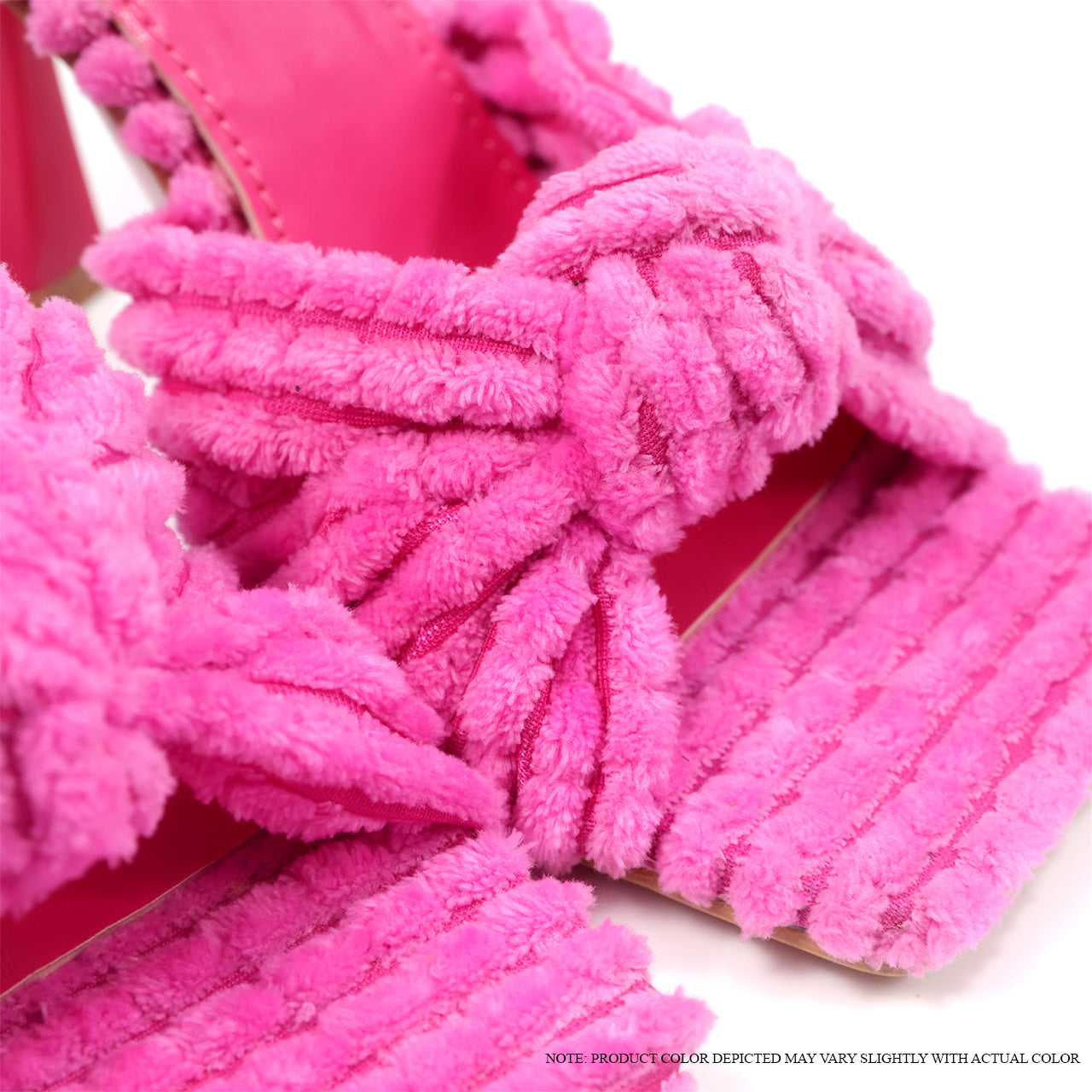 TONKA-1 SQUARED TOE TOWEL KNOT MULE WITH MID HEEL-PINK