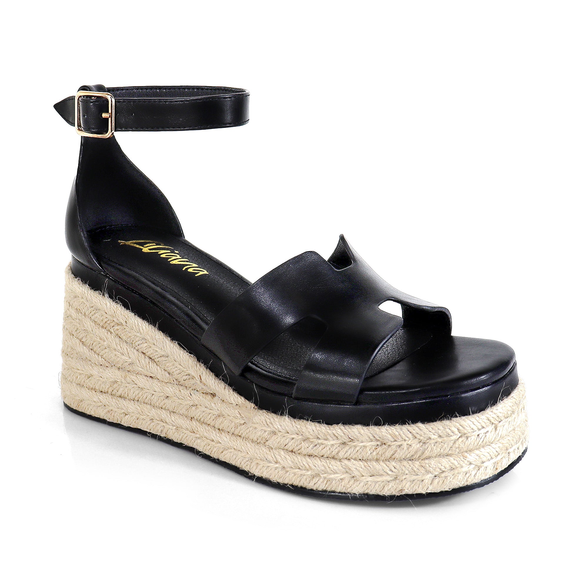 TORA-2 OPEN TOE ANKLE WITH/PLATFORM ESPADRILLE BLACK