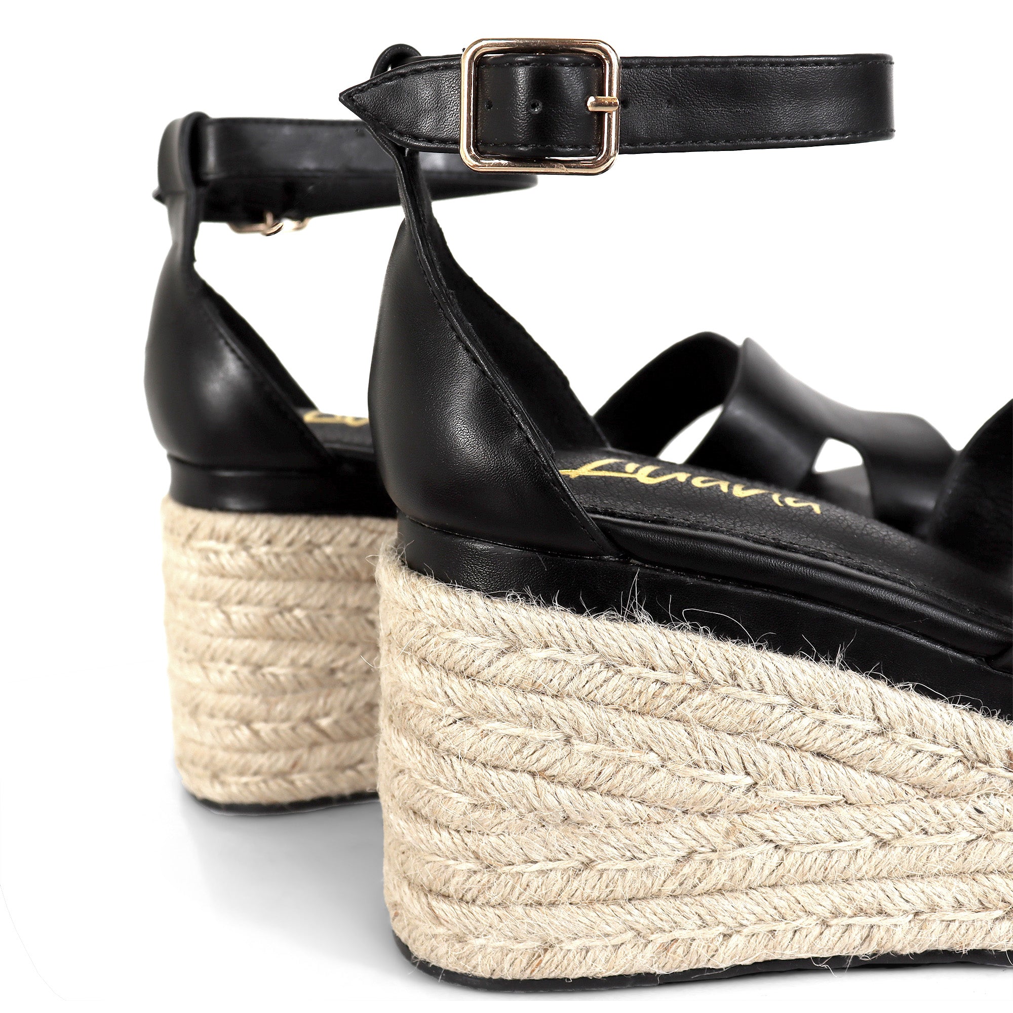 TORA-2 OPEN TOE ANKLE WITH/PLATFORM ESPADRILLE BLACK