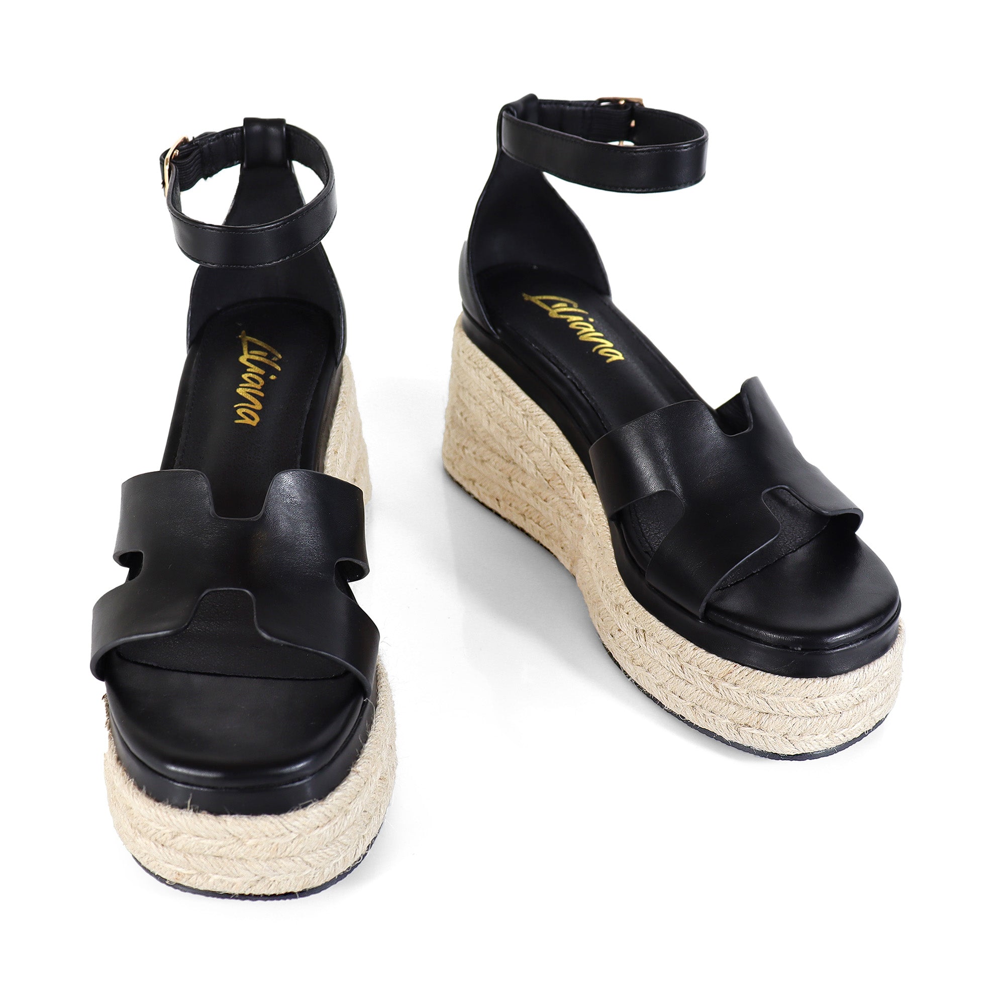 TORA-2 OPEN TOE ANKLE WITH/PLATFORM ESPADRILLE BLACK