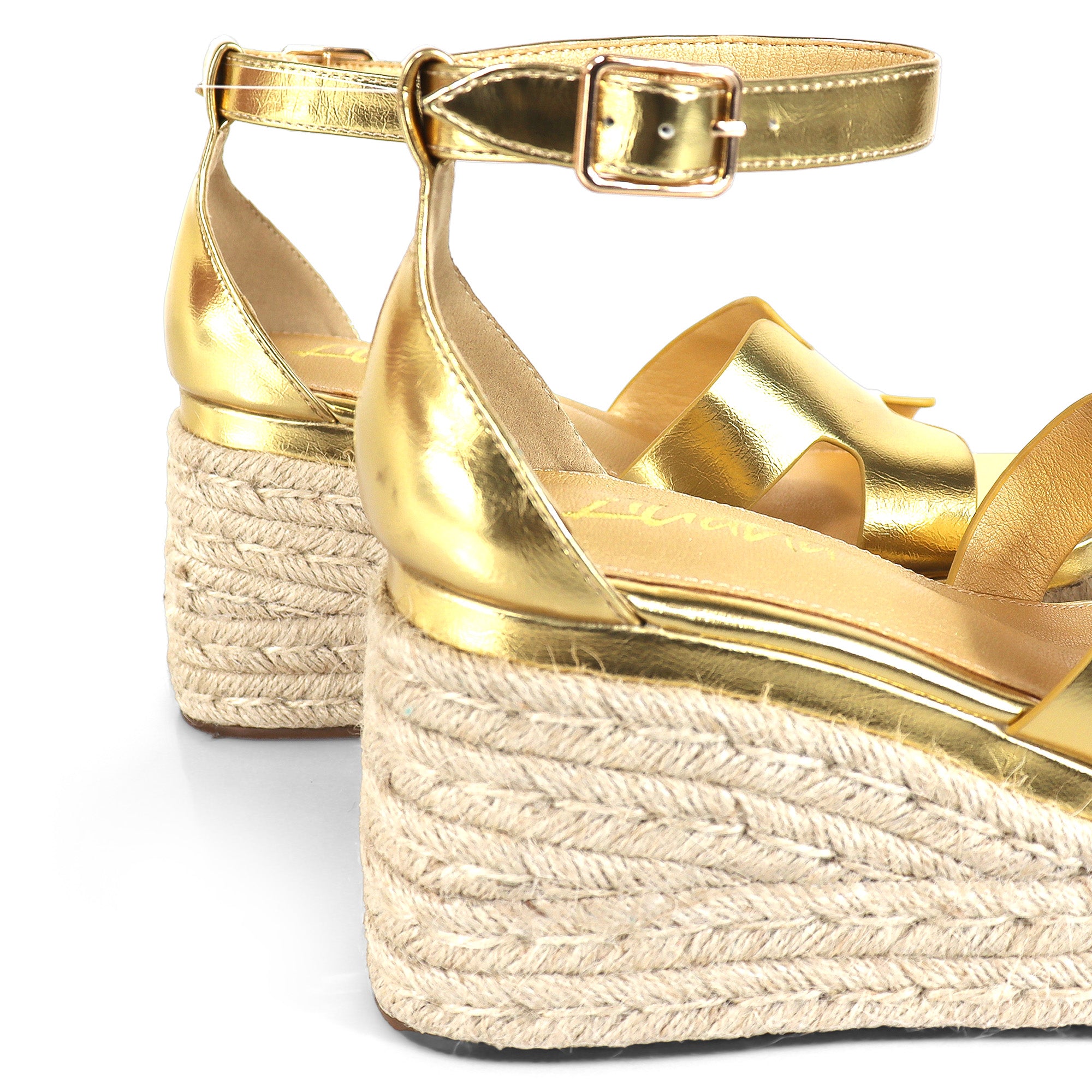 TORA-2 OPEN TOE ANKLE WITH/PLATFORM ESPADRILLE GOLD