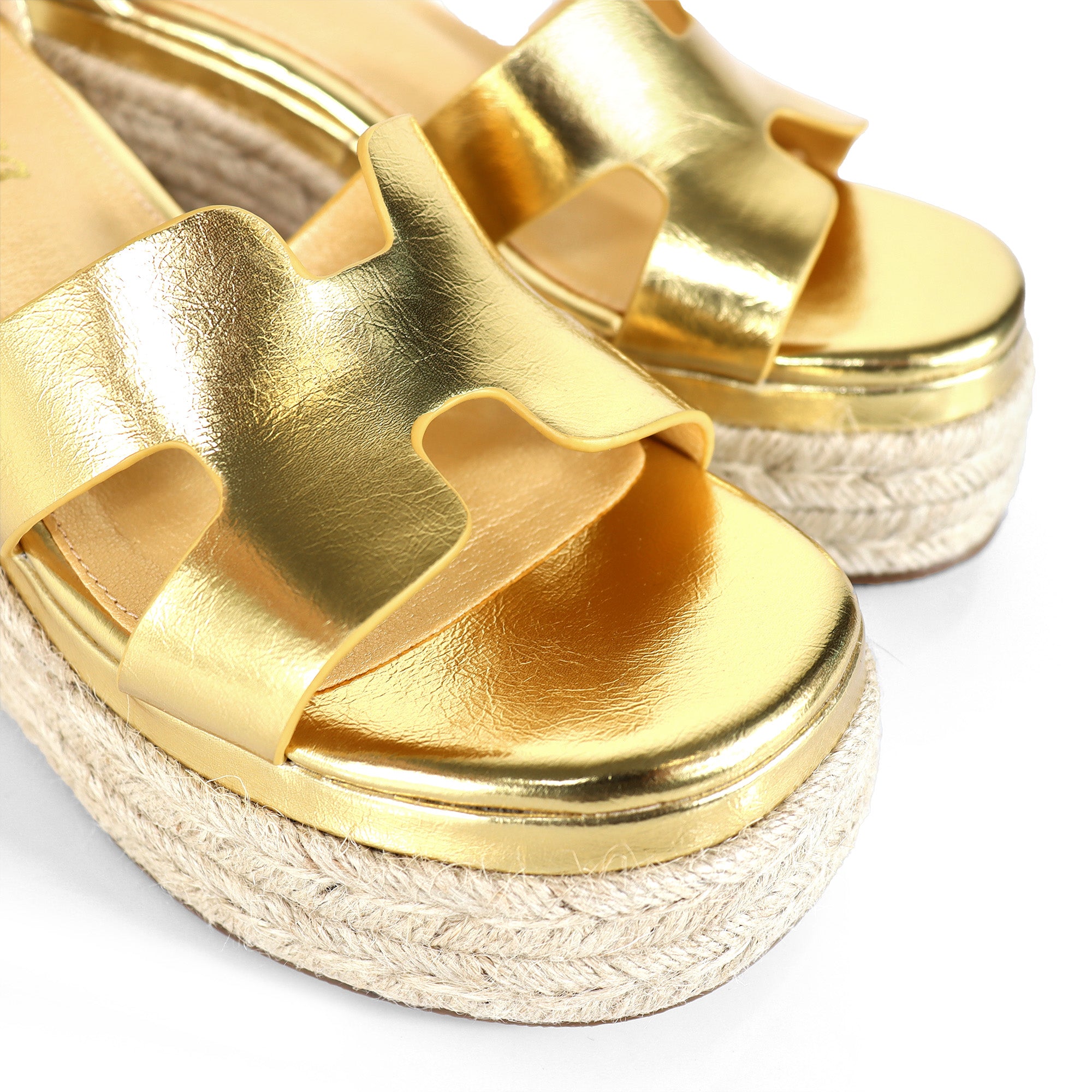 TORA-2 OPEN TOE ANKLE WITH/PLATFORM ESPADRILLE GOLD