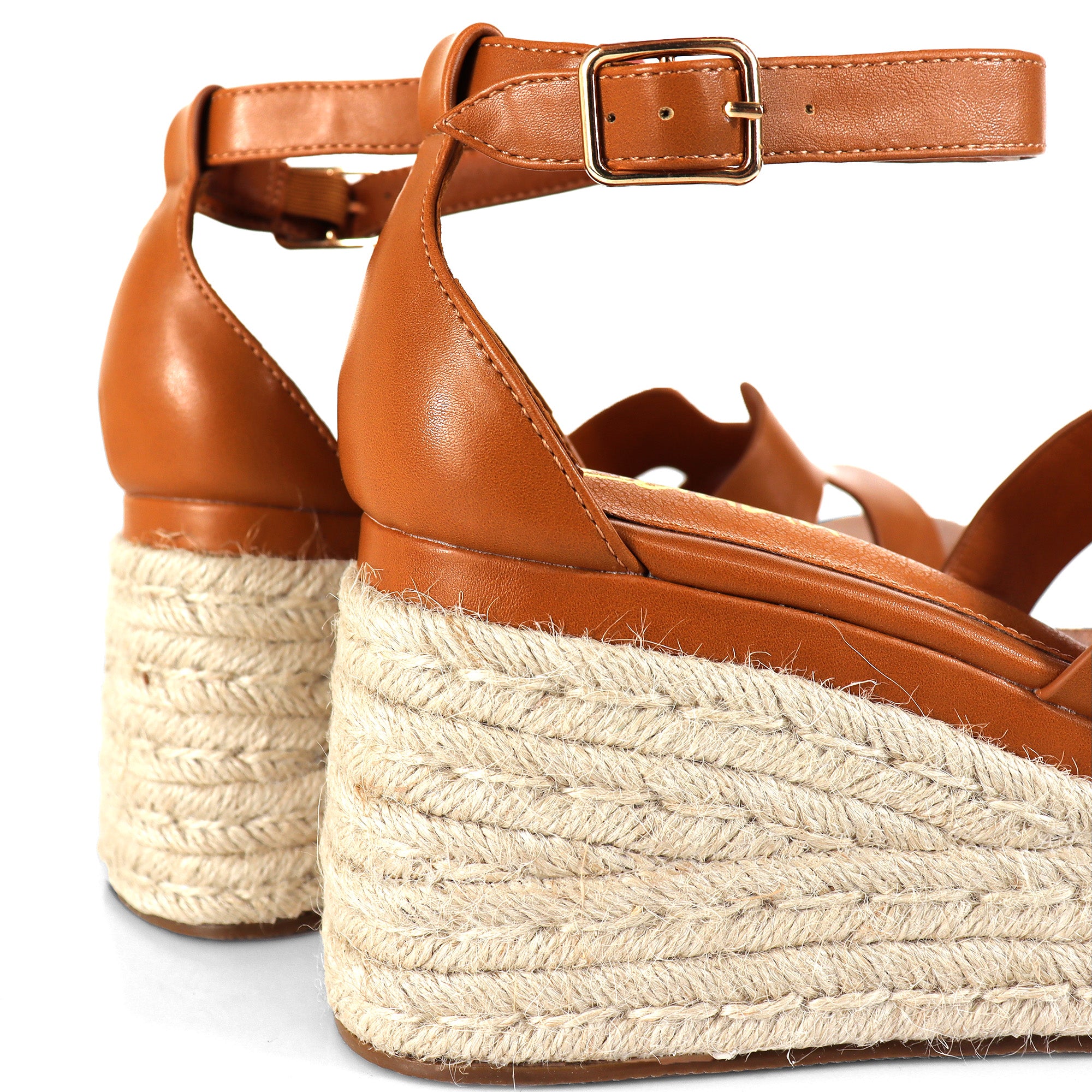 TORA-2 OPEN TOE ANKLE WITH/PLATFORM ESPADRILLE TAN