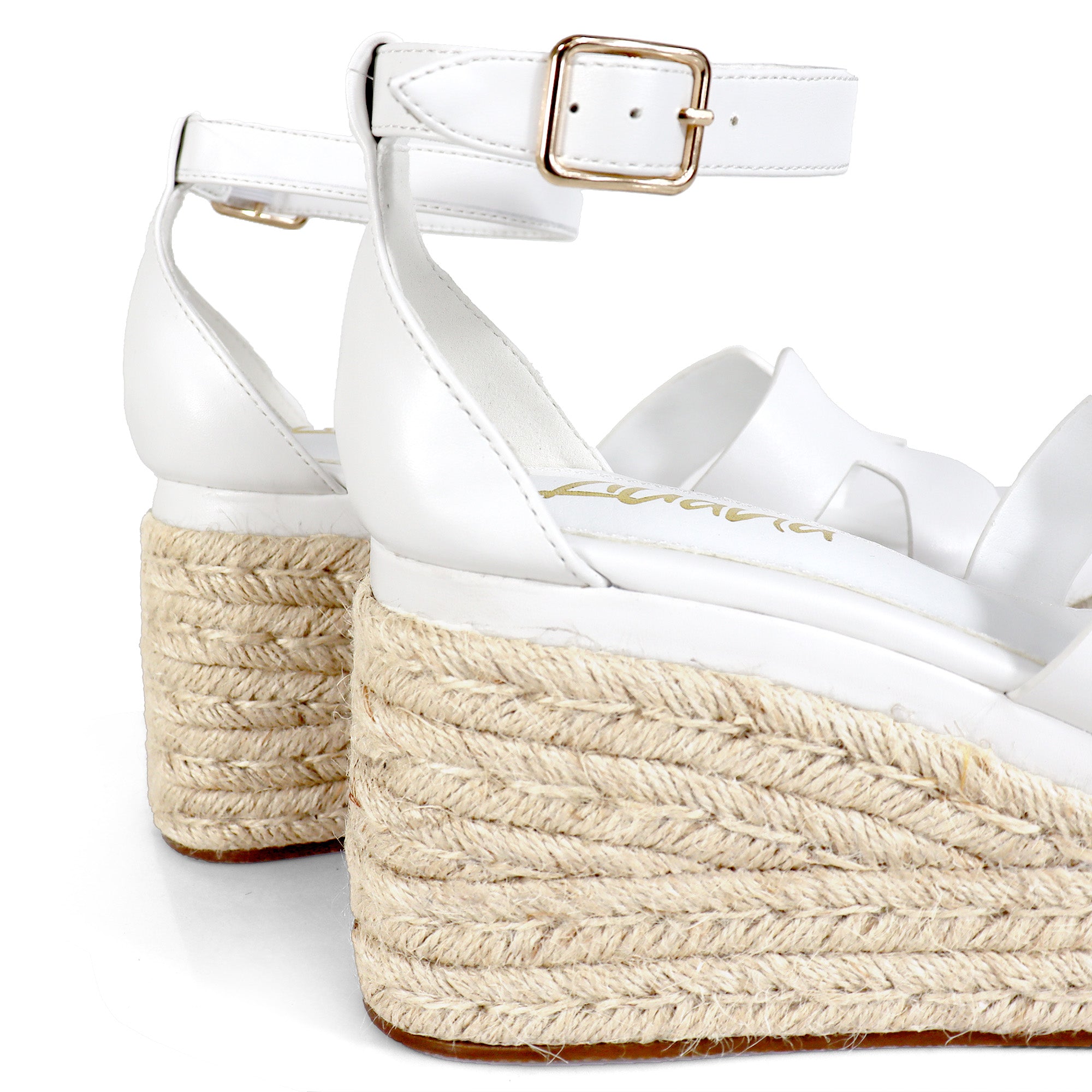 TORA-2 OPEN TOE ANKLE WITH/PLATFORM ESPADRILLE WHITE