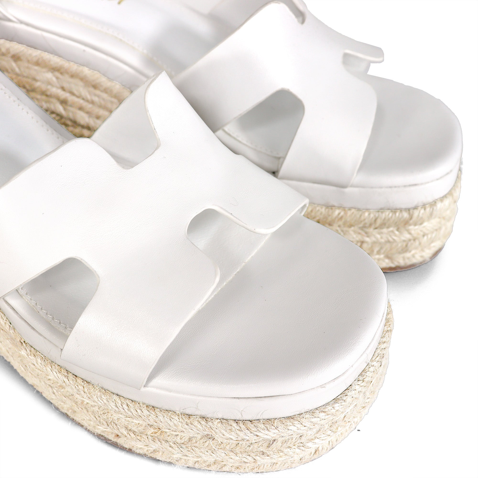 TORA-2 OPEN TOE ANKLE WITH/PLATFORM ESPADRILLE WHITE