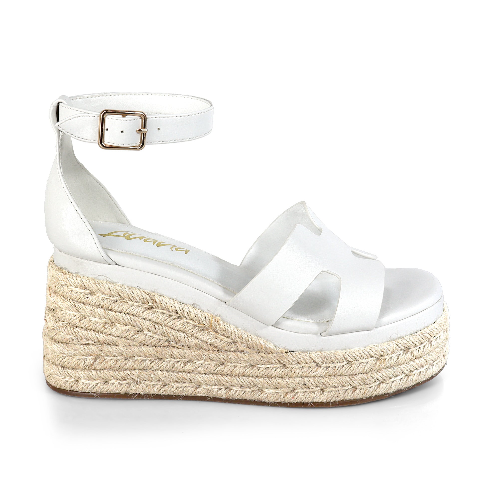 TORA-2 OPEN TOE ANKLE WITH/PLATFORM ESPADRILLE WHITE