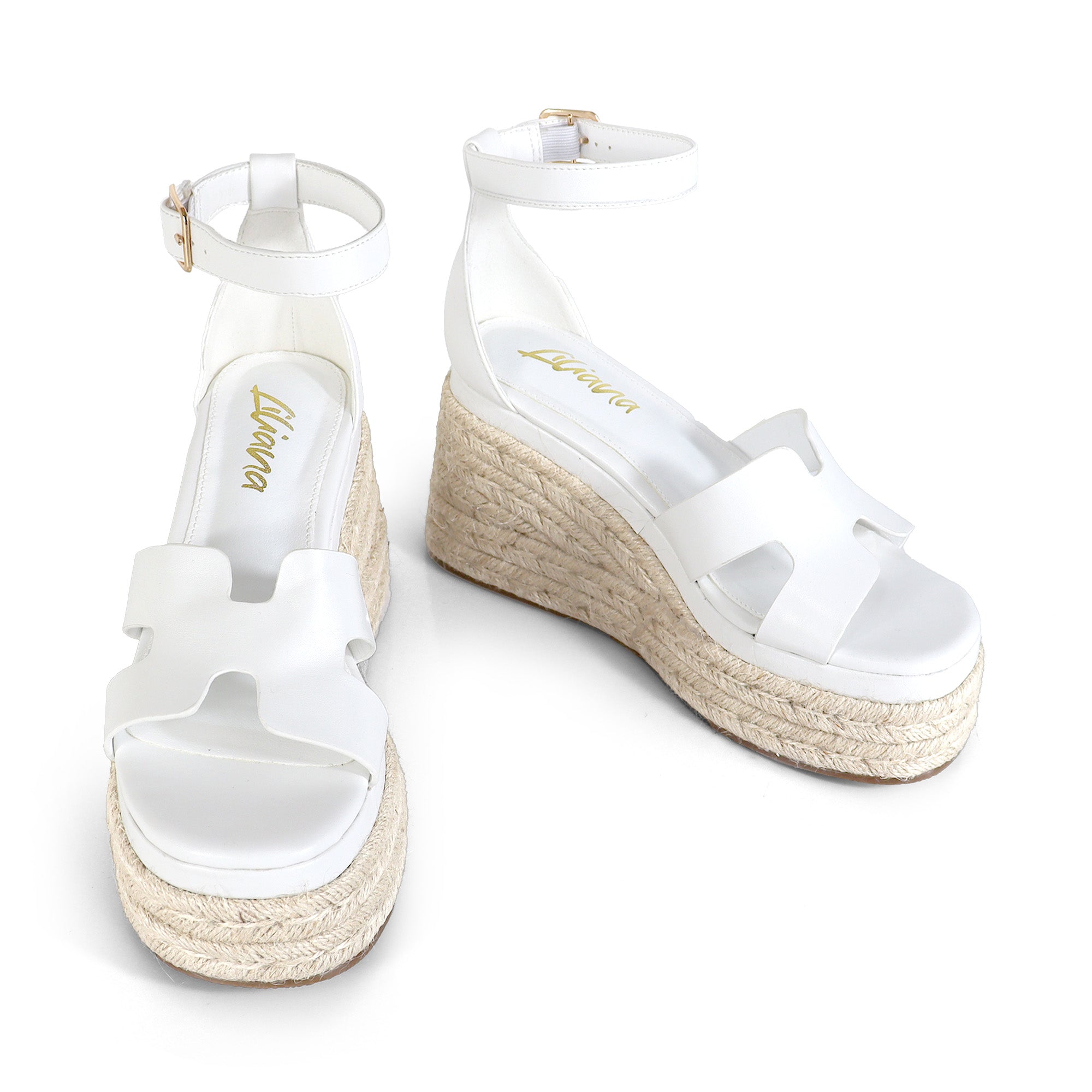 TORA-2 OPEN TOE ANKLE WITH/PLATFORM ESPADRILLE WHITE