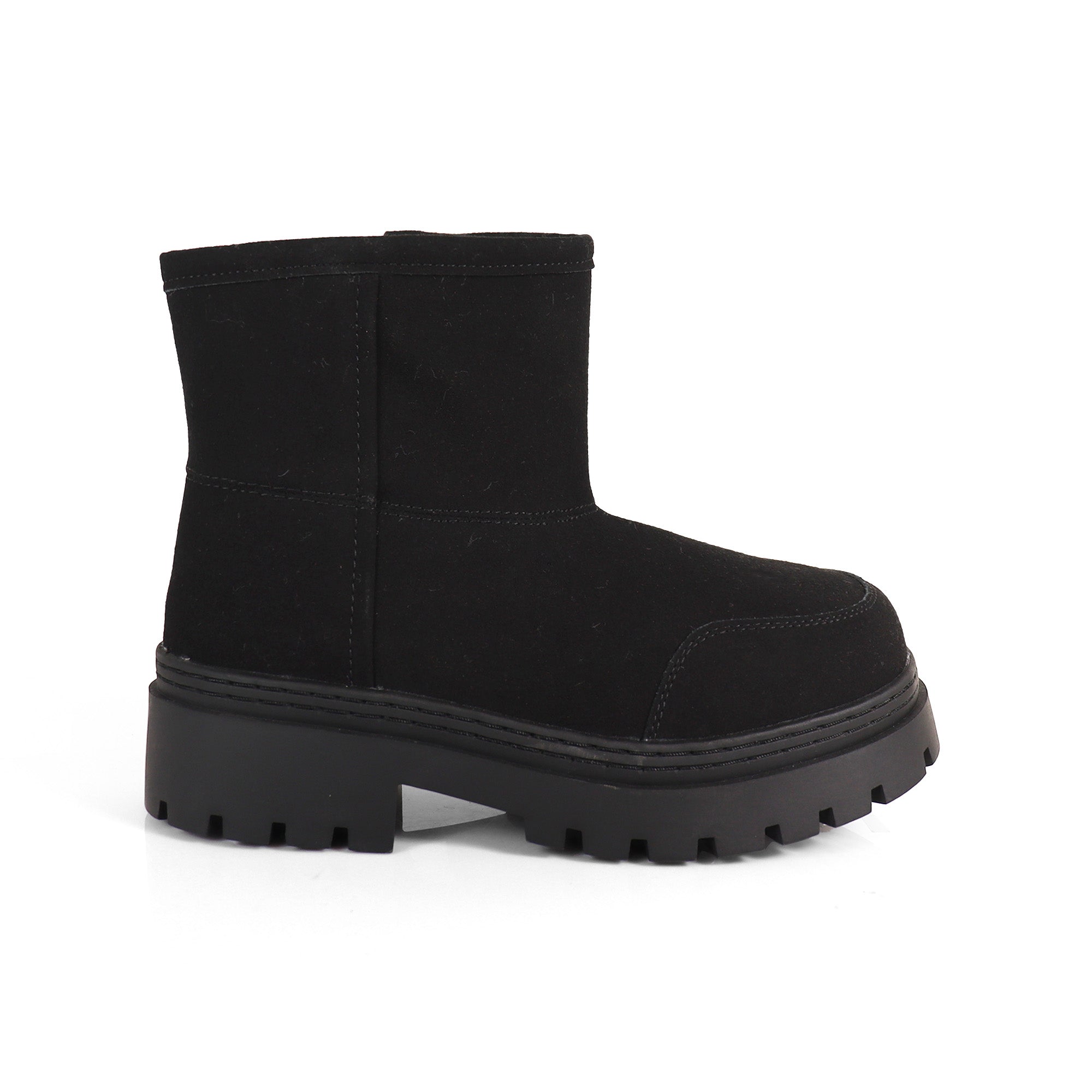 TORRIA-1 ROUND TOE ALASKA ANKLE BOOTS W/ LUG SOLE BLACK