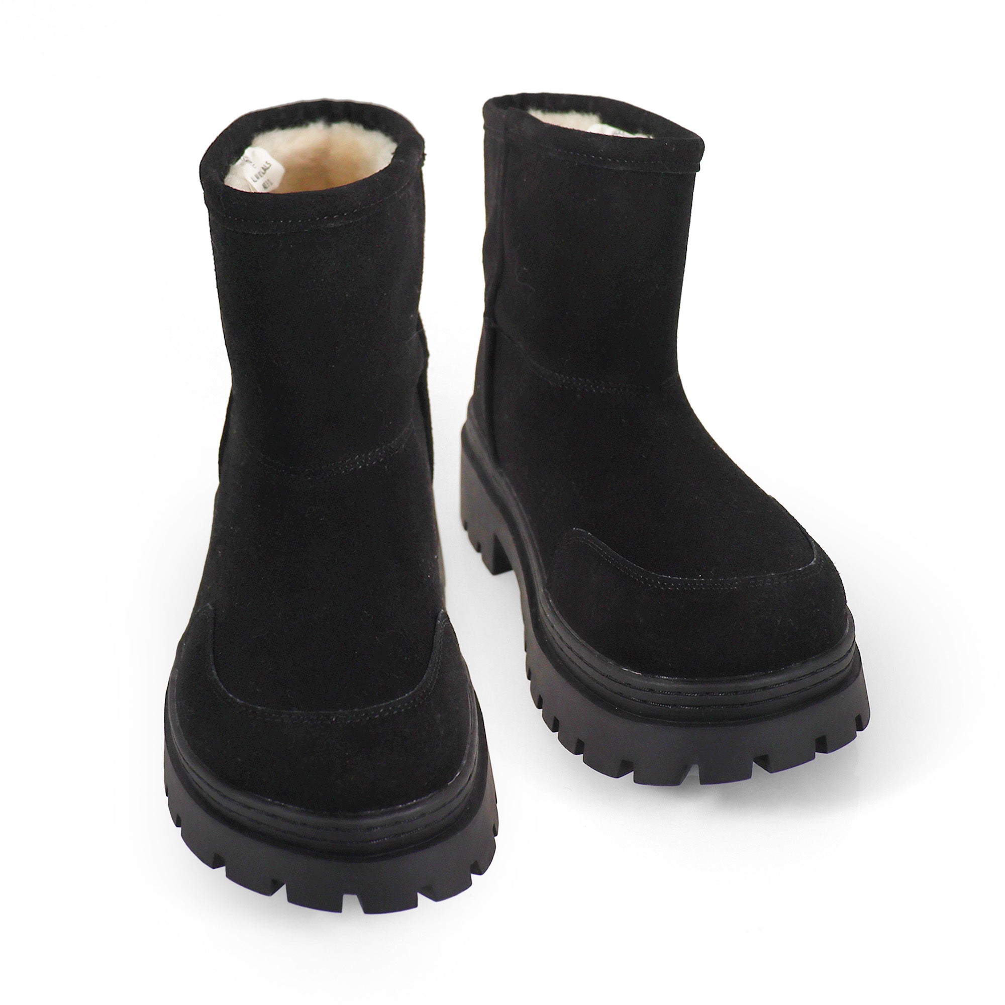 TORRIA-1 ROUND TOE ALASKA ANKLE BOOTS W/ LUG SOLE BLACK