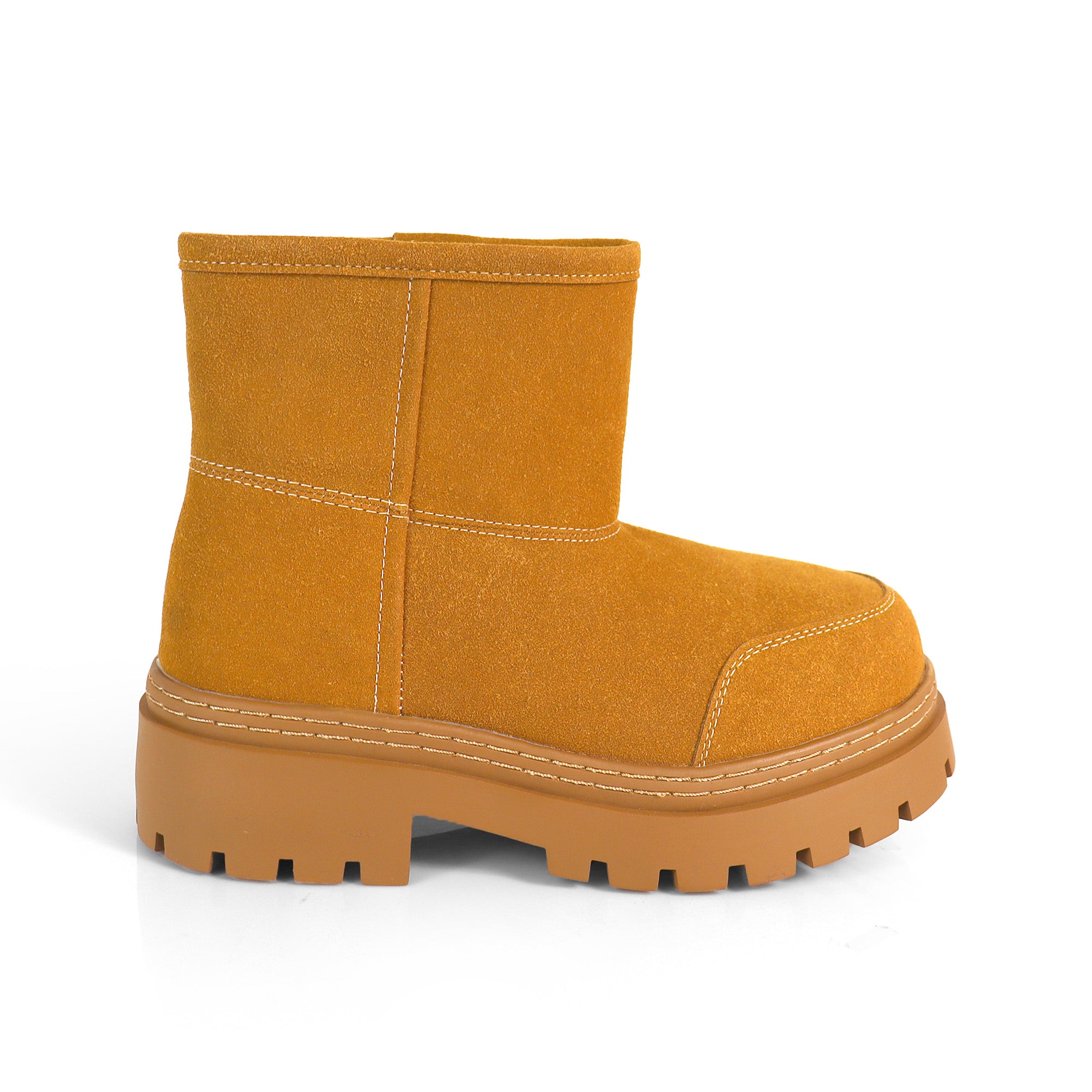 TORRIA-1 ROUND TOE ALASKA ANKLE BOOTS W/ LUG SOLE CAMEL