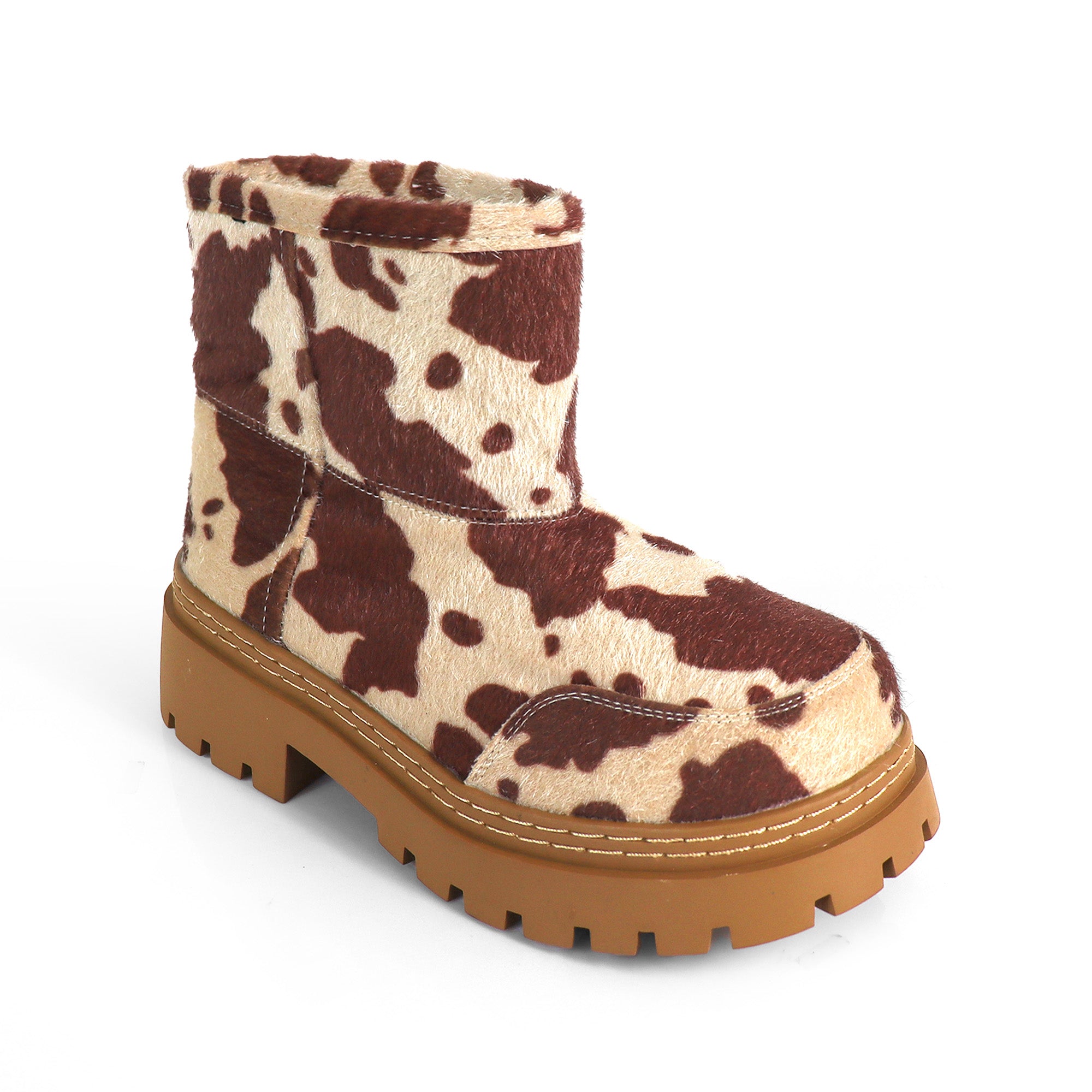 TORRIA-1 ROUND TOE ALASKA ANKLE BOOTS W/ LUG SOLE MOCHA COW