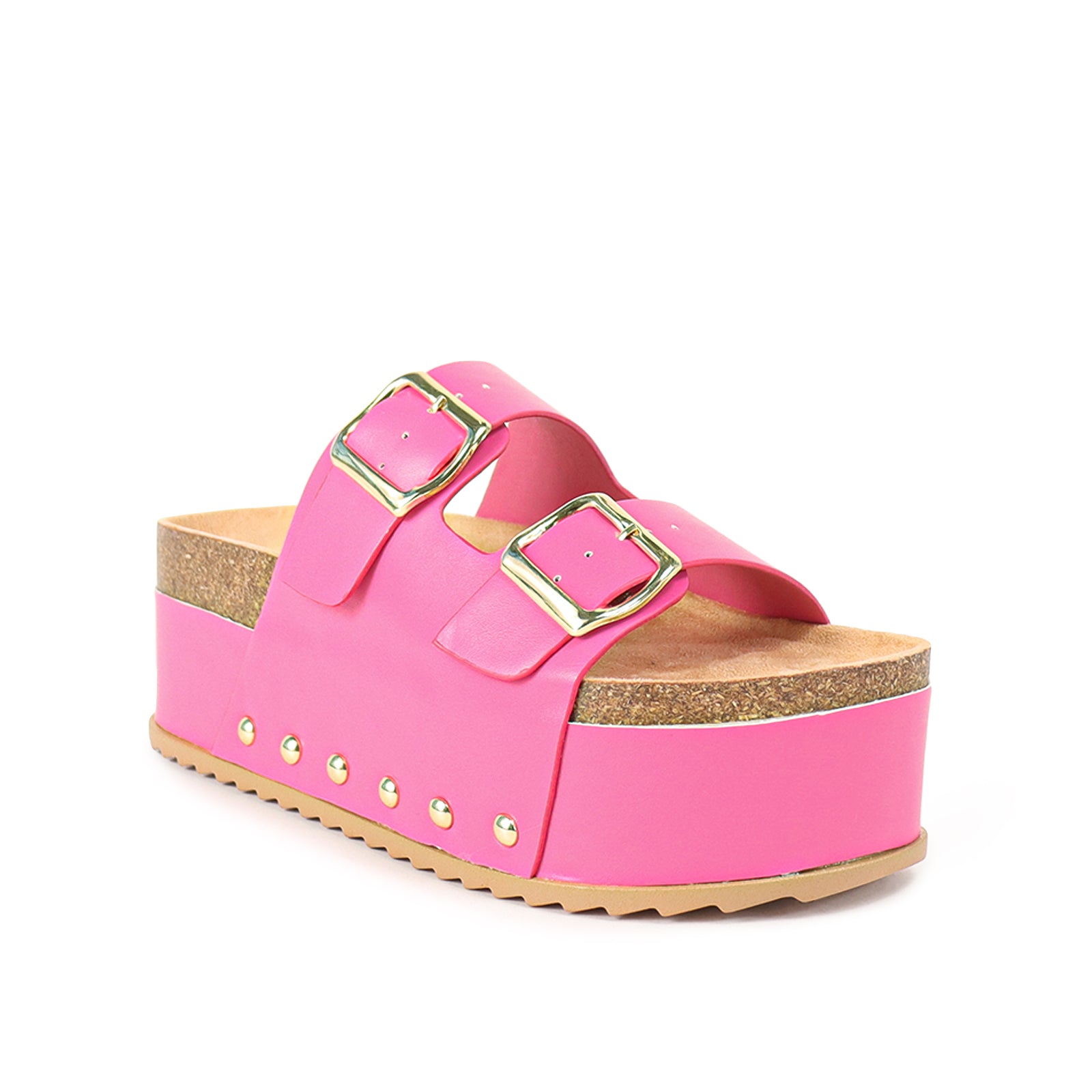 TOYA-3 DUO BUCKLE THICK PLATFORM SANDAL FUCHSIA