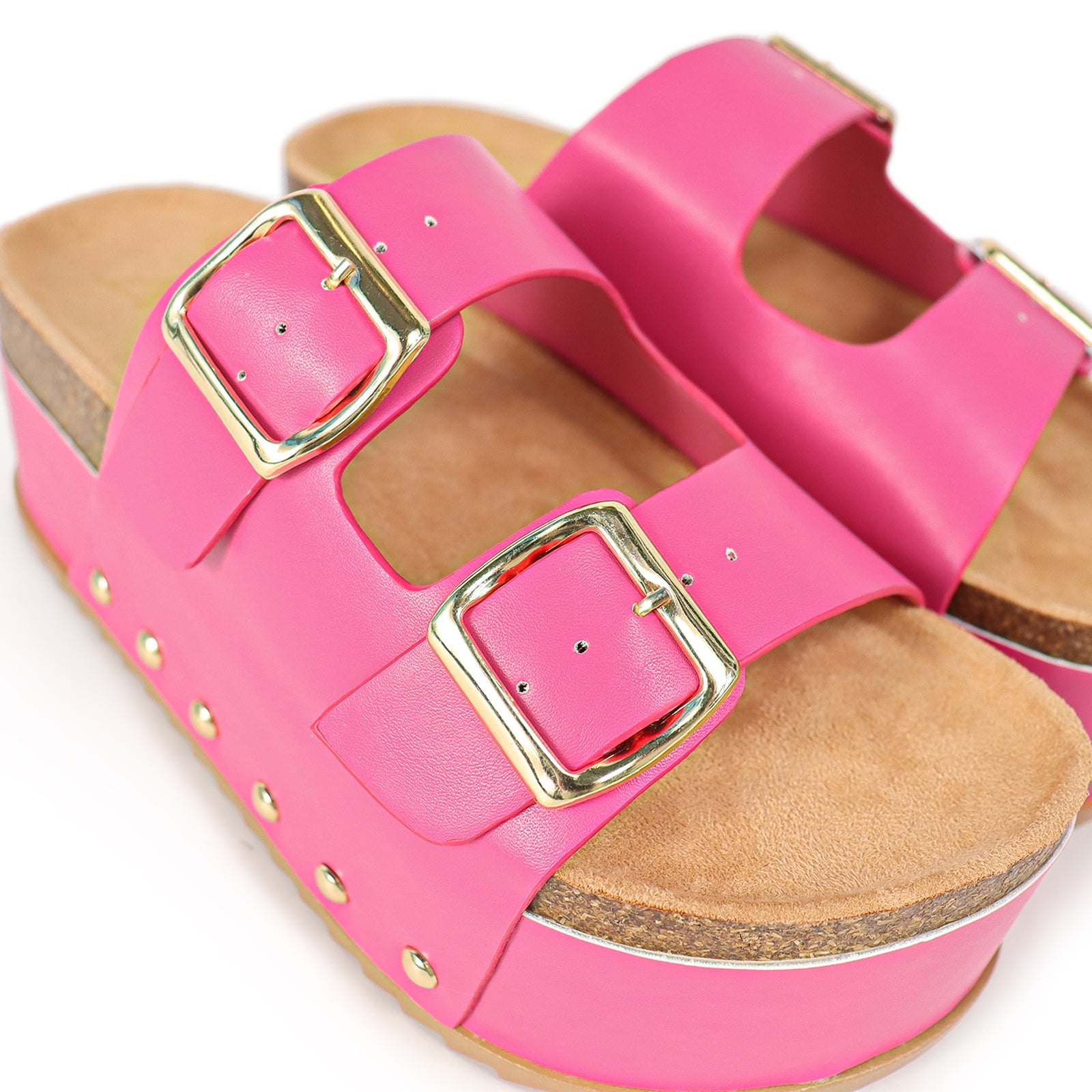 TOYA-3 DUO BUCKLE THICK PLATFORM SANDAL FUCHSIA