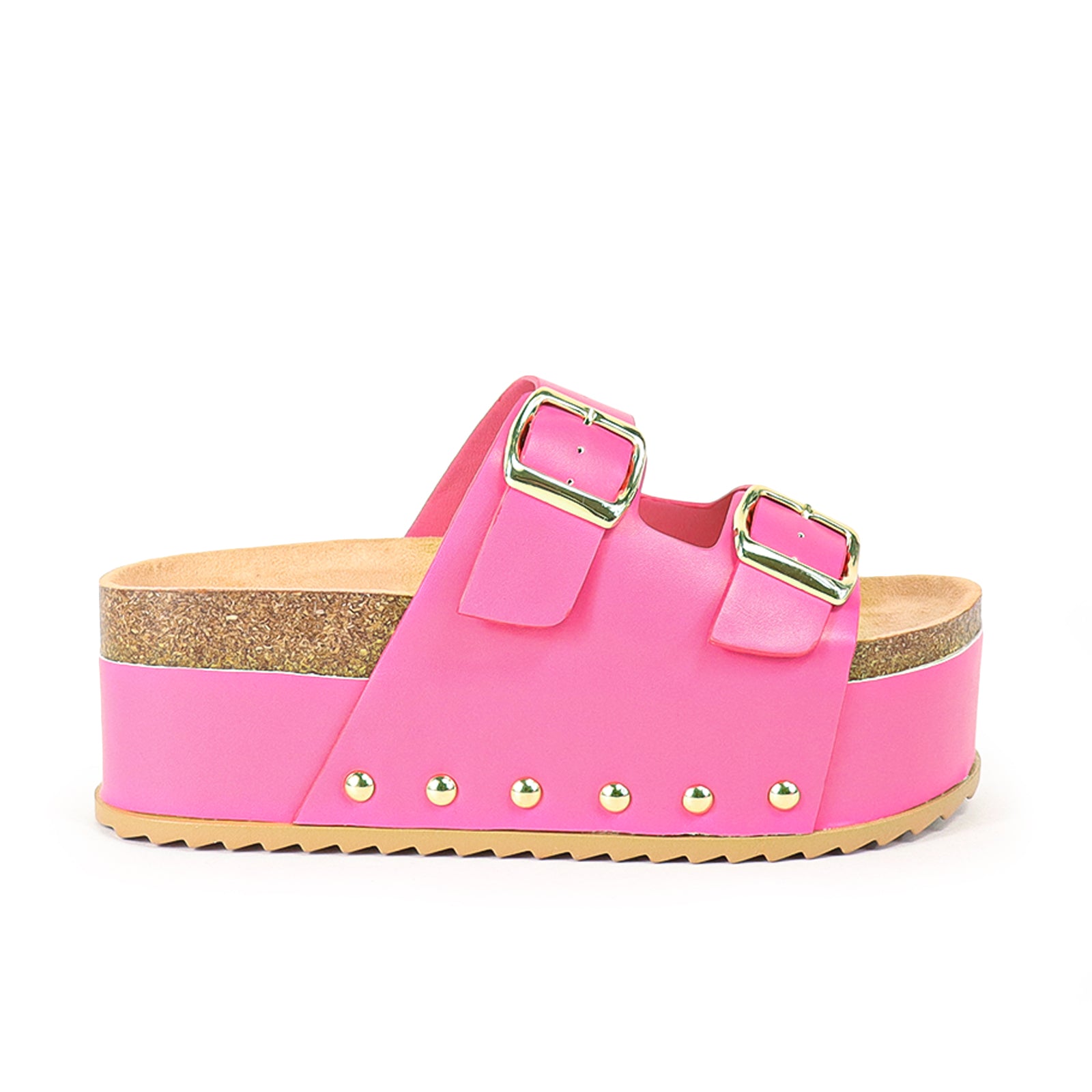TOYA-3 DUO BUCKLE THICK PLATFORM SANDAL FUCHSIA