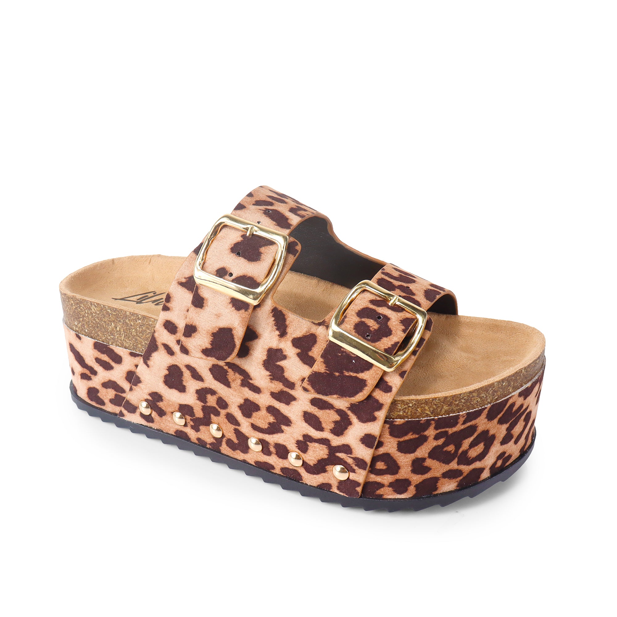 TOYA-3 DUO BUCKLE THICK PLATFORM SANDAL LEOPARD