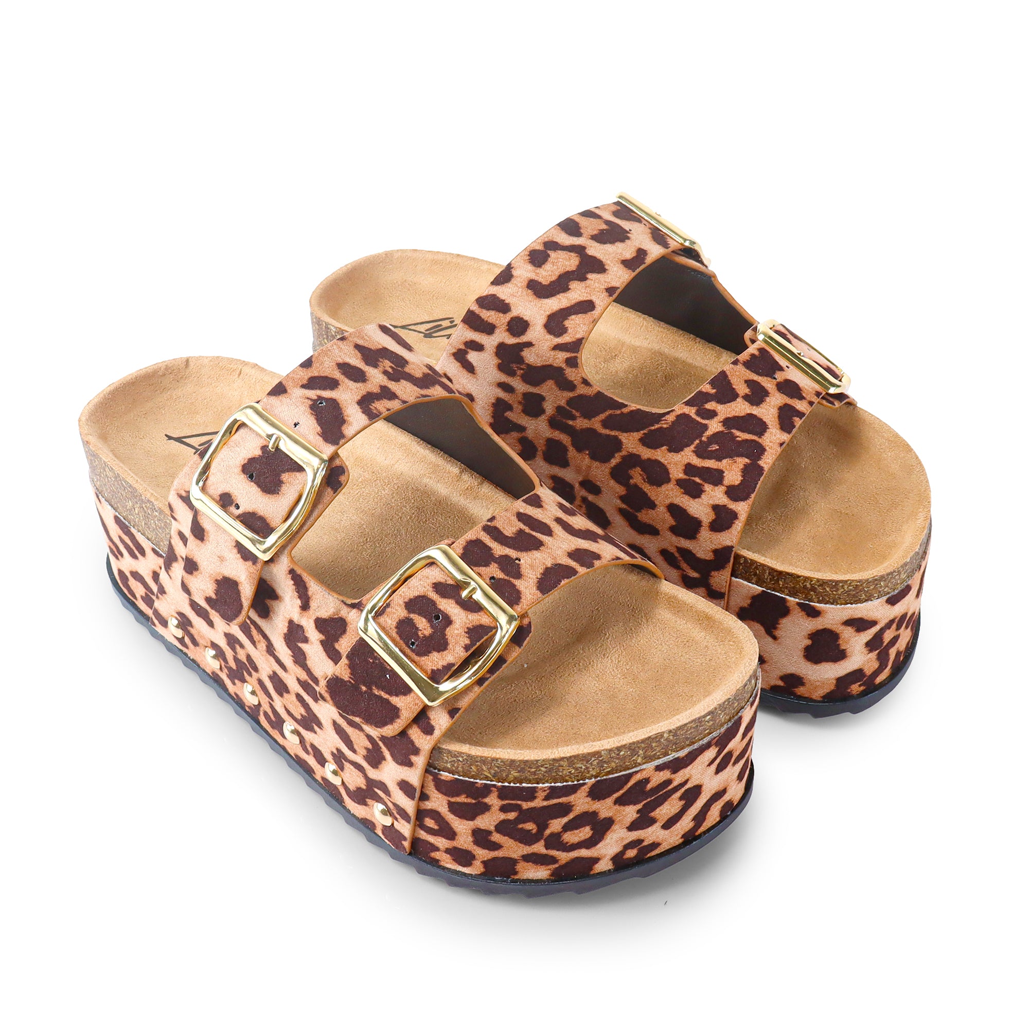 TOYA-3 DUO BUCKLE THICK PLATFORM SANDAL LEOPARD