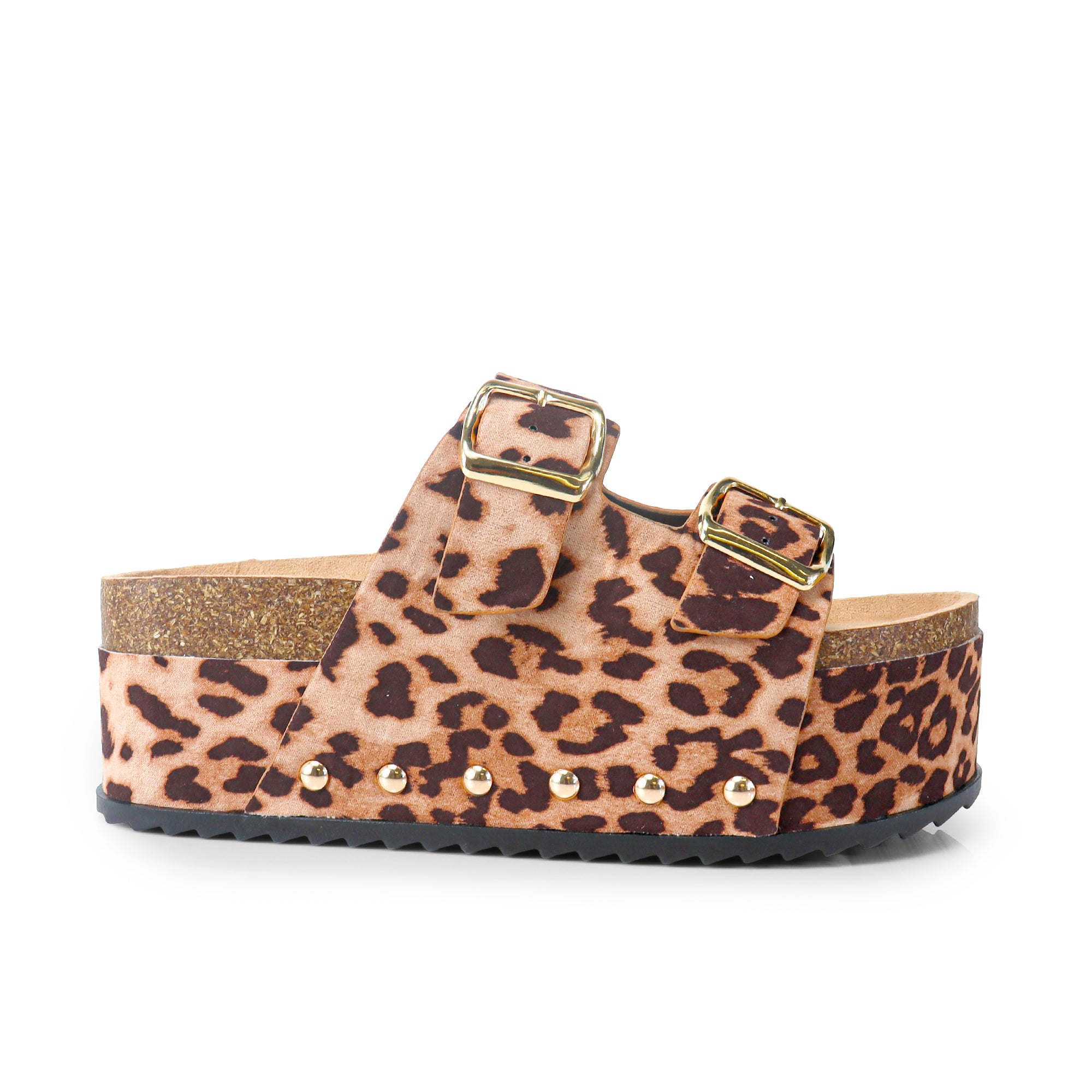 TOYA-3 DUO BUCKLE THICK PLATFORM SANDAL LEOPARD