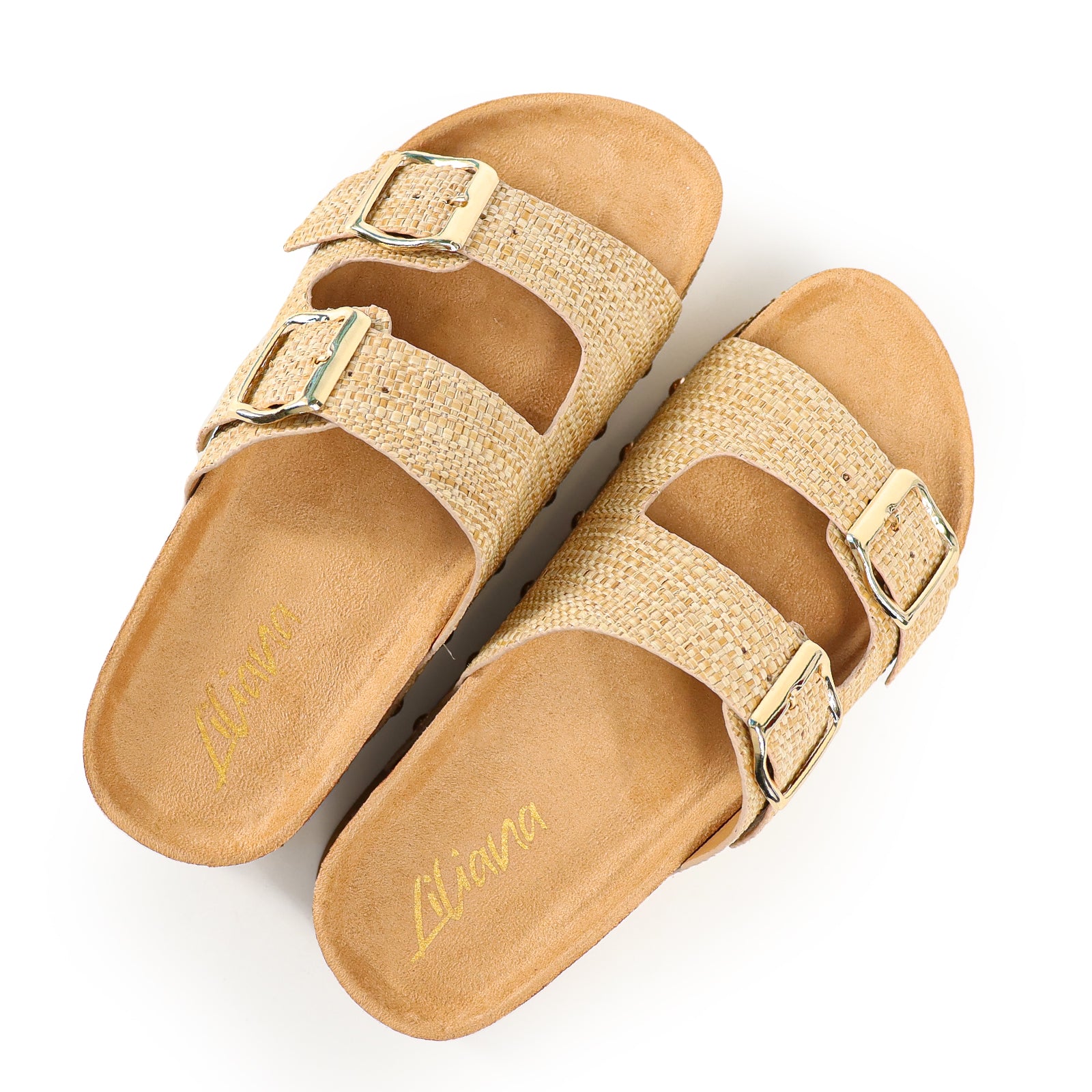 TOYA-3 DUO BUCKLE THICK PLATFORM SANDAL RAFFIA
