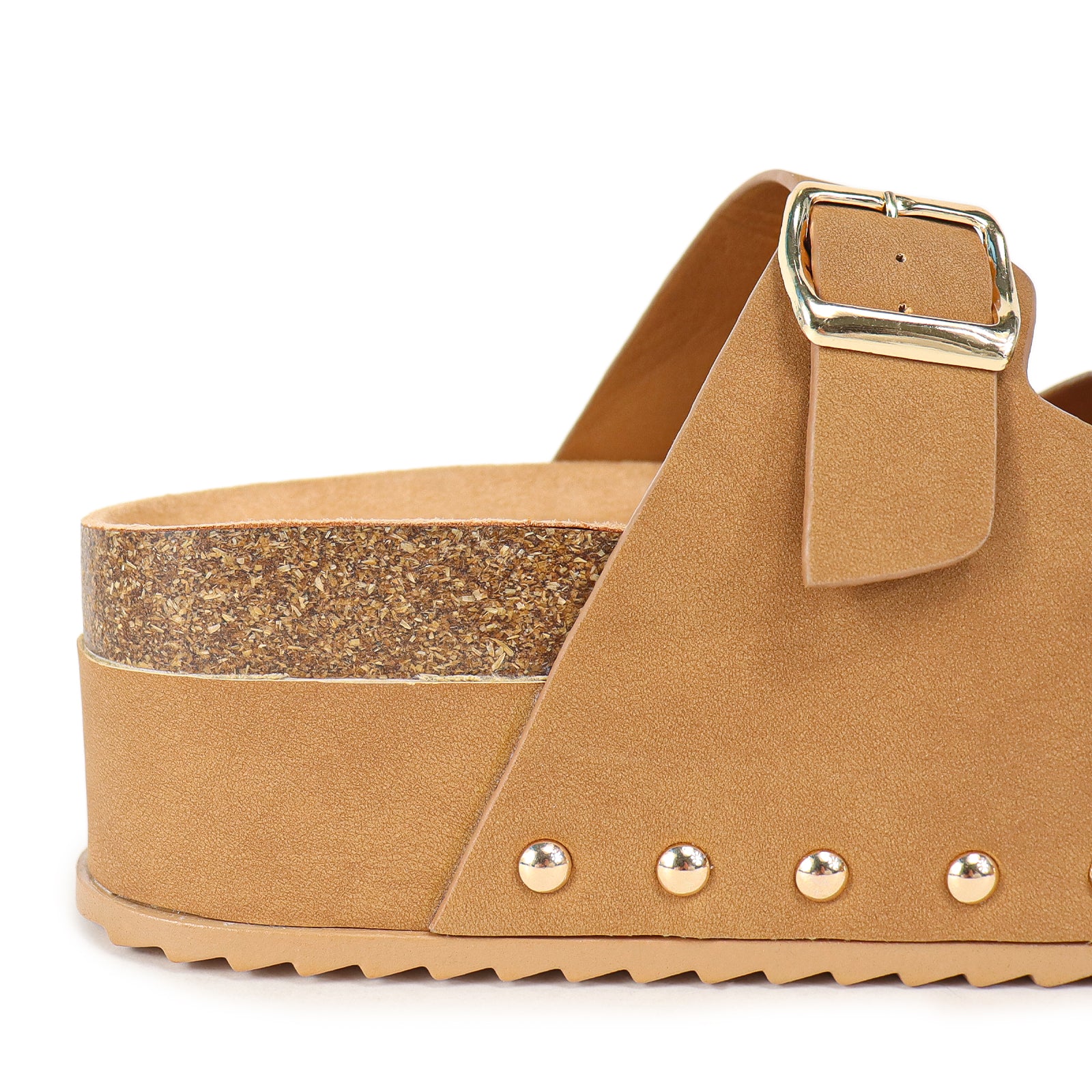 TOYA-3 DUO BUCKLE THICK PLATFORM SANDAL TAN