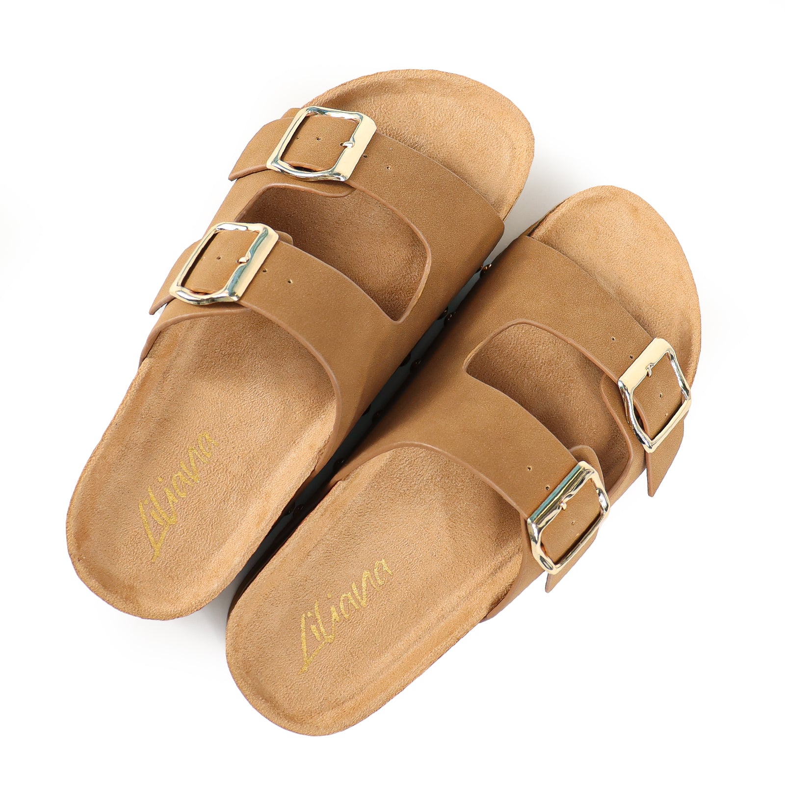 TOYA-3 DUO BUCKLE THICK PLATFORM SANDAL TAN